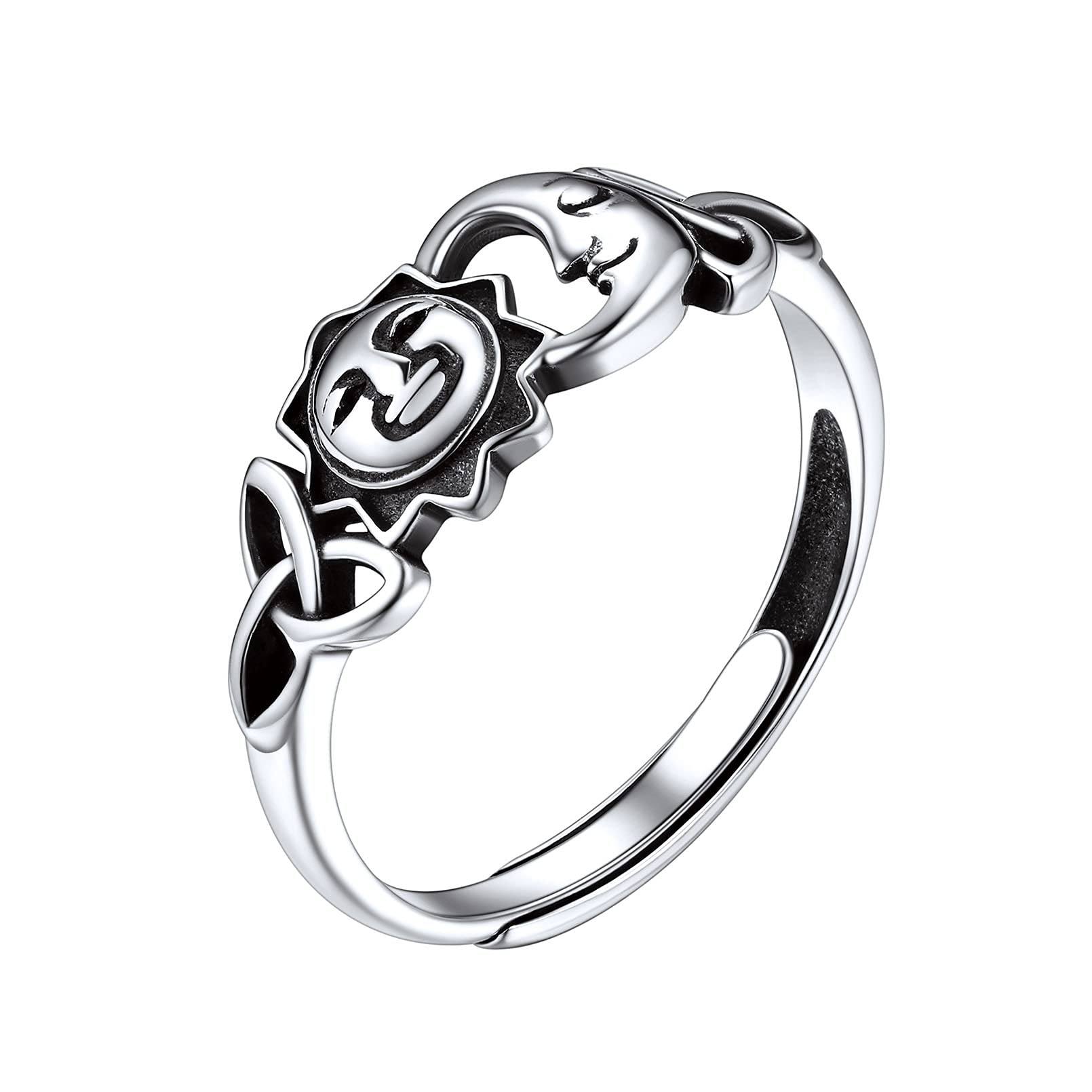 ChicSilverHeart Birthstone Celtic Knot Ring for Women 925 Sterling Silver Adjustable Ring Minimalist Jewelry(with Gift Box)Recycled Claim Standard Blended