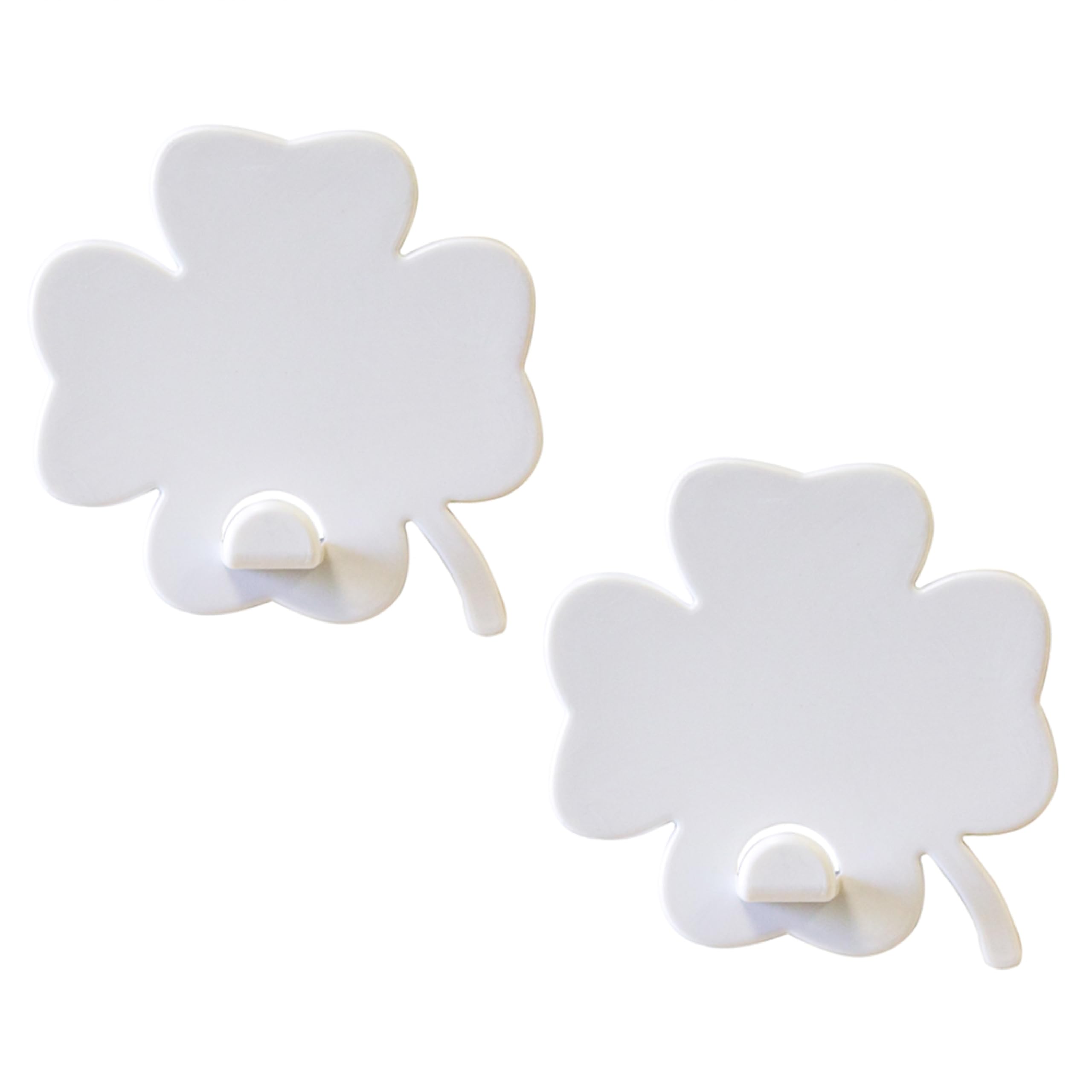 KalaMitica - Set of 2 Magnetic Wall Hangers with Powerful Magnet - White Four Leaf Clovers