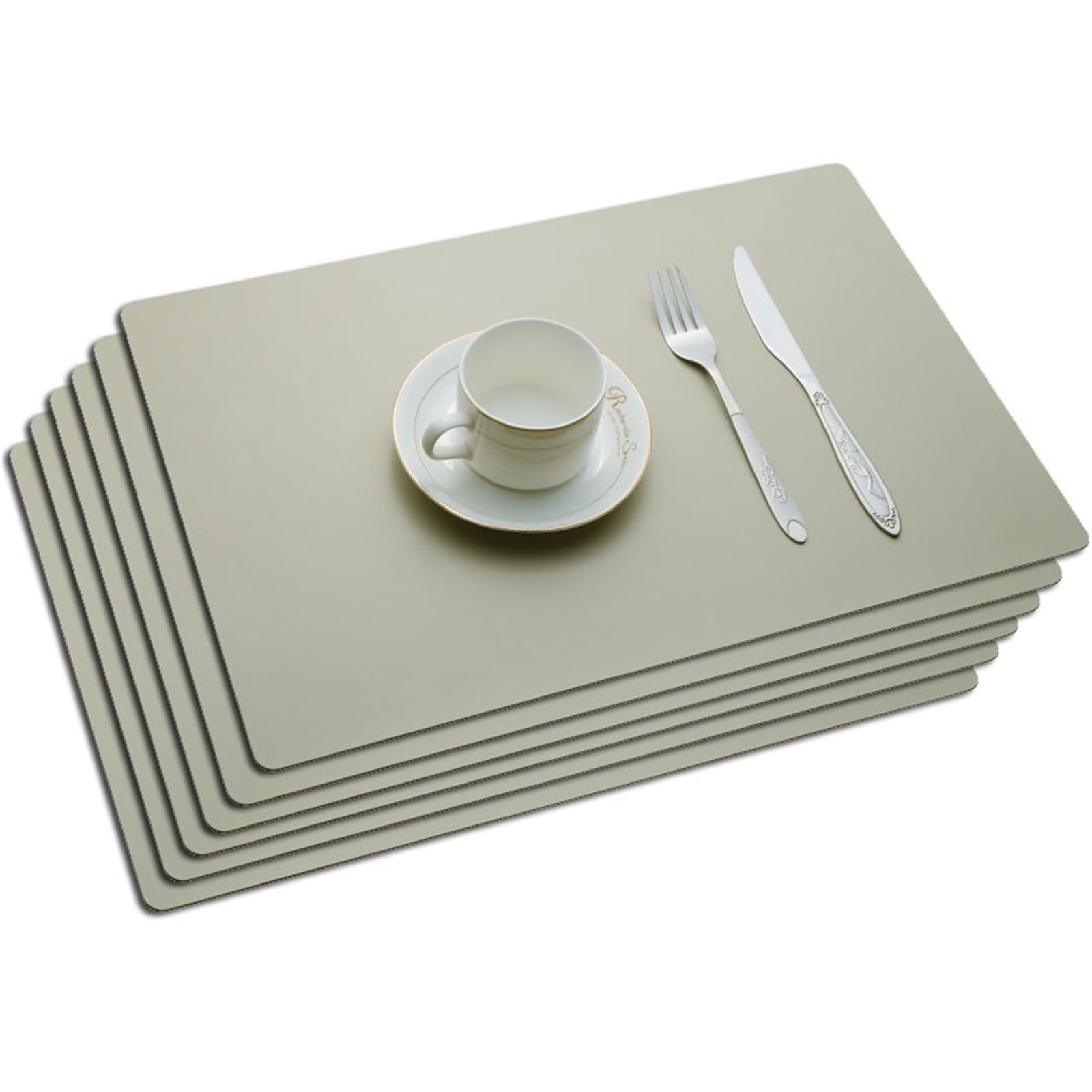 Juego de 6 manteles individuales de cuero, impermeables y fáciles de limpiar, para cocina, interior y exterior, restaurante.(Albaricoque)