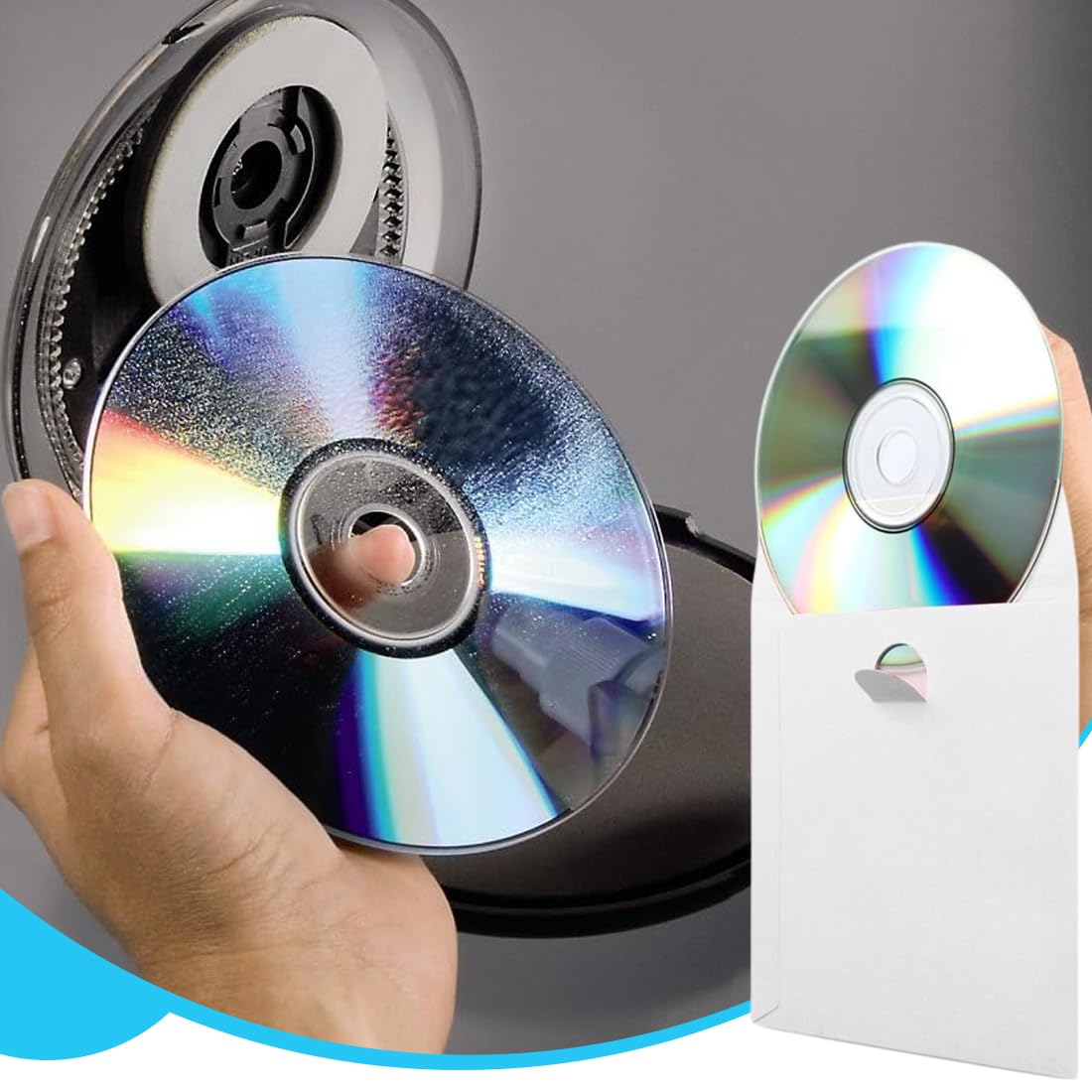 100 Custodie Carta Per CD E DVD - Con Finestrelle E Linguetta Di Chiusura, Colorate - Foto 10