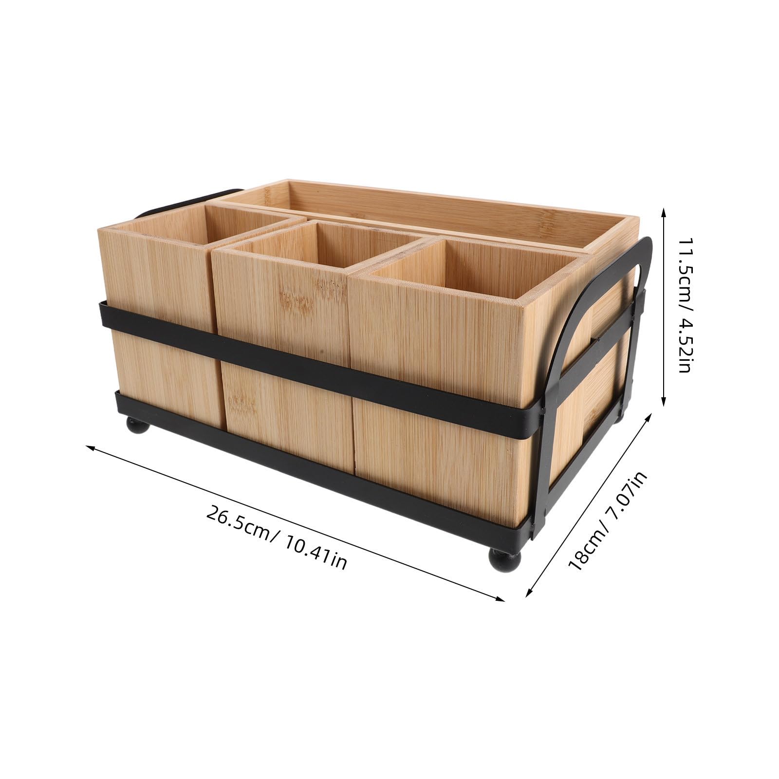 Toyvian Boîte de Rangement Bois pour Couverts et Ustensiles de Cuisine Support pour Couteaux Fourchettes et Baguettes Organisation Pratique pour Cuisine
