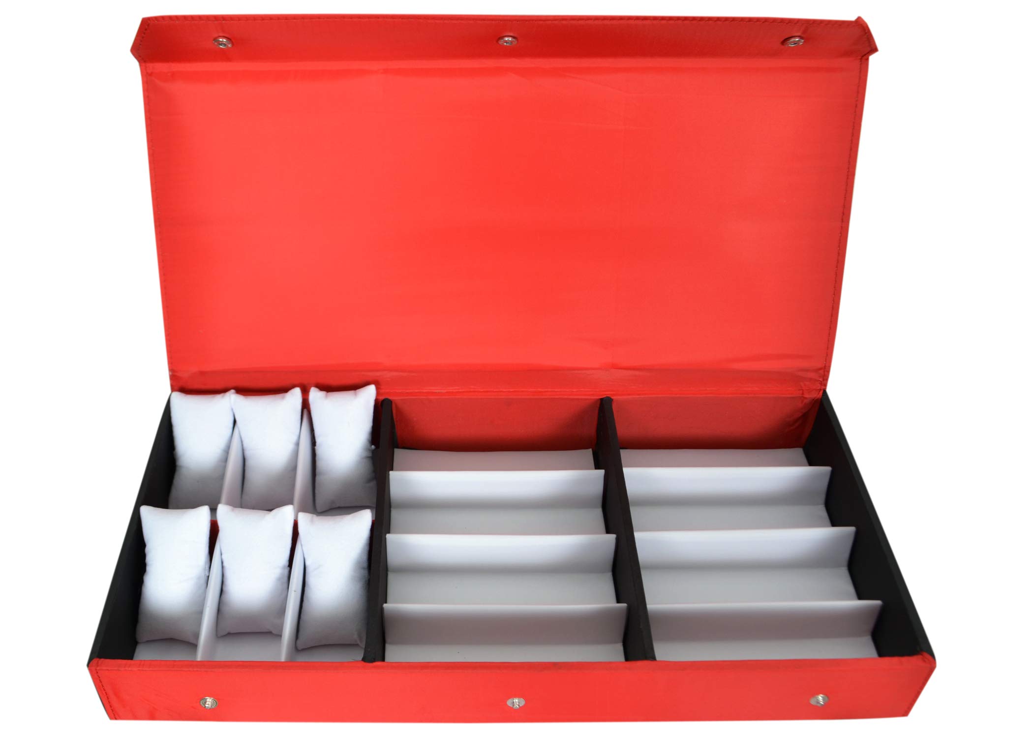 Nooks Watches,Accessories,Jewellery,Sunglass And Eyewear Wooden & Cotton Storage Compartment Organizer Box,Case Cover Zipper (Make In India) | Multicolor | Ww14-Red (B09J8GTBHD) Amazon Price History, Amazon Price Tracker