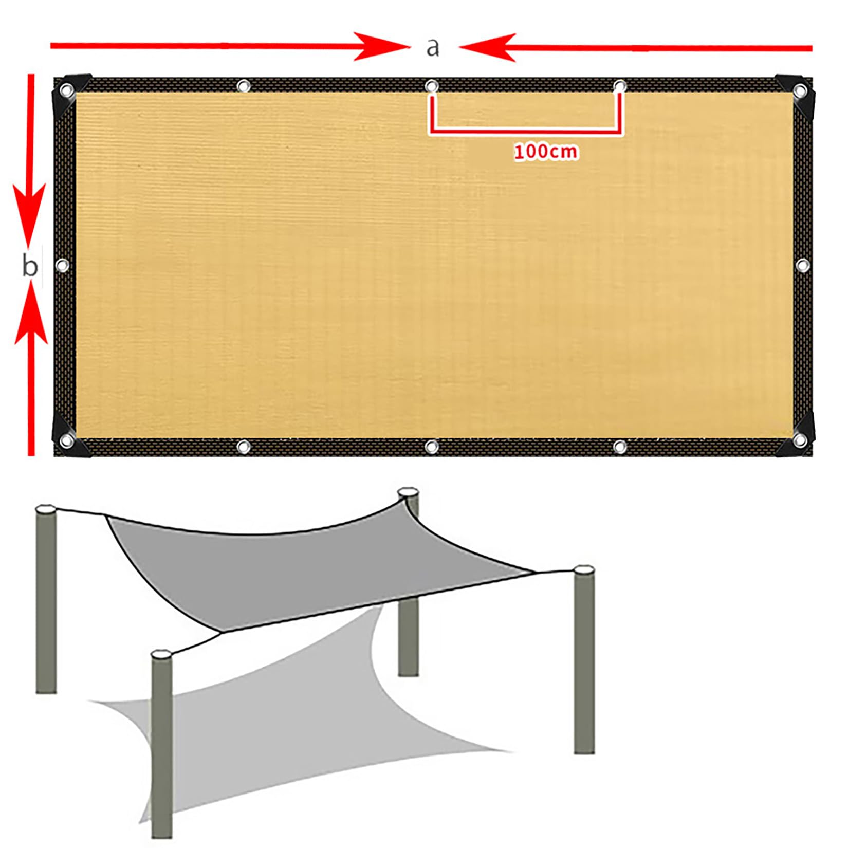 Toldo para Sombra con Ojales de 5x7m,Amarillo Red de Sombra 80% Malla de | Protección Solar UV Resistente HDPE Exterior Cubierta de Malla para Tela para Patio Trasero,Jardín,Plantas,Invernadero