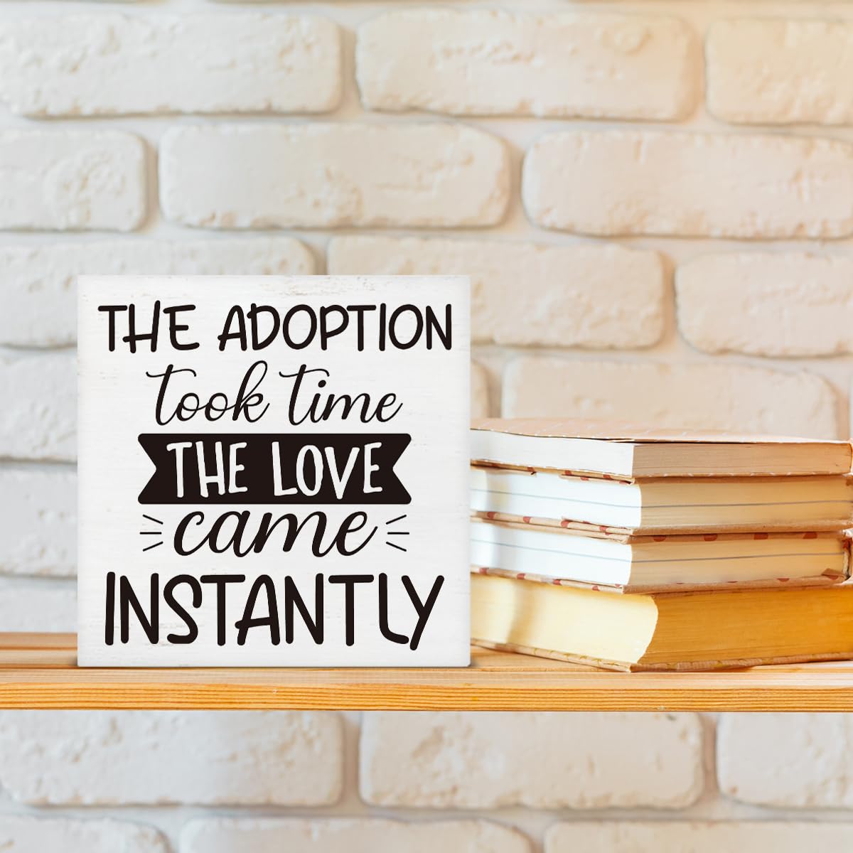 Adoption Gifts for Adoptive Parents Wood Sign Adoption Day Gift for Family, Adoptive Parents Gifts Sign for Home Living Room Bedroom Desk Shelf Wall Table Decoration 5x5 Inch