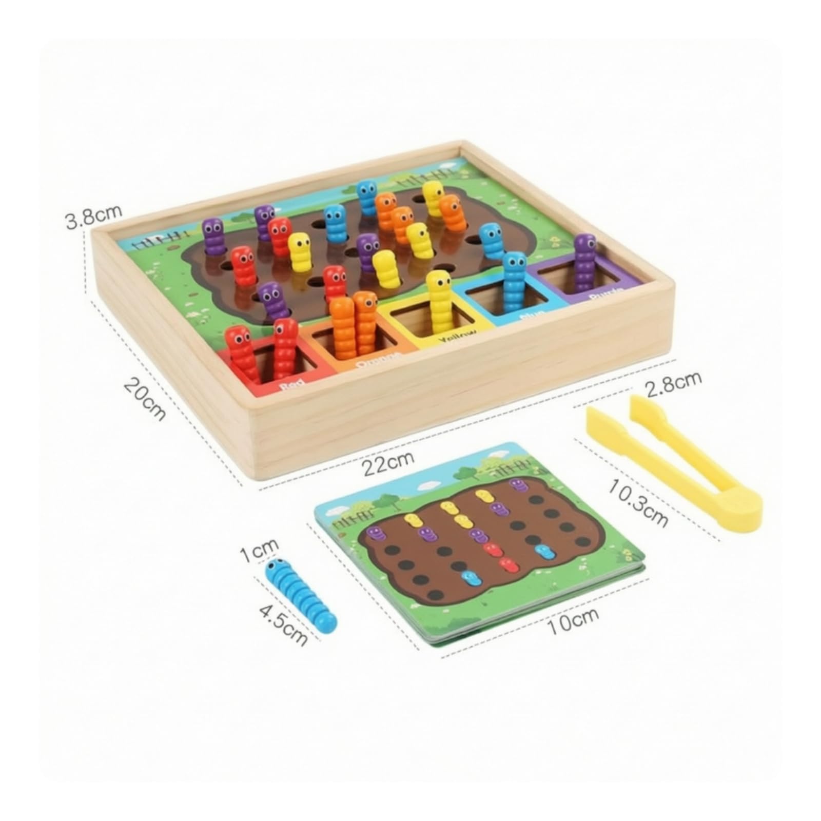 Gioco di Cattura Insetti in Legno Durevole Gioco con Bruchi Colorati e Pinzette Regalo Gioclo Educativo per Scolastiche