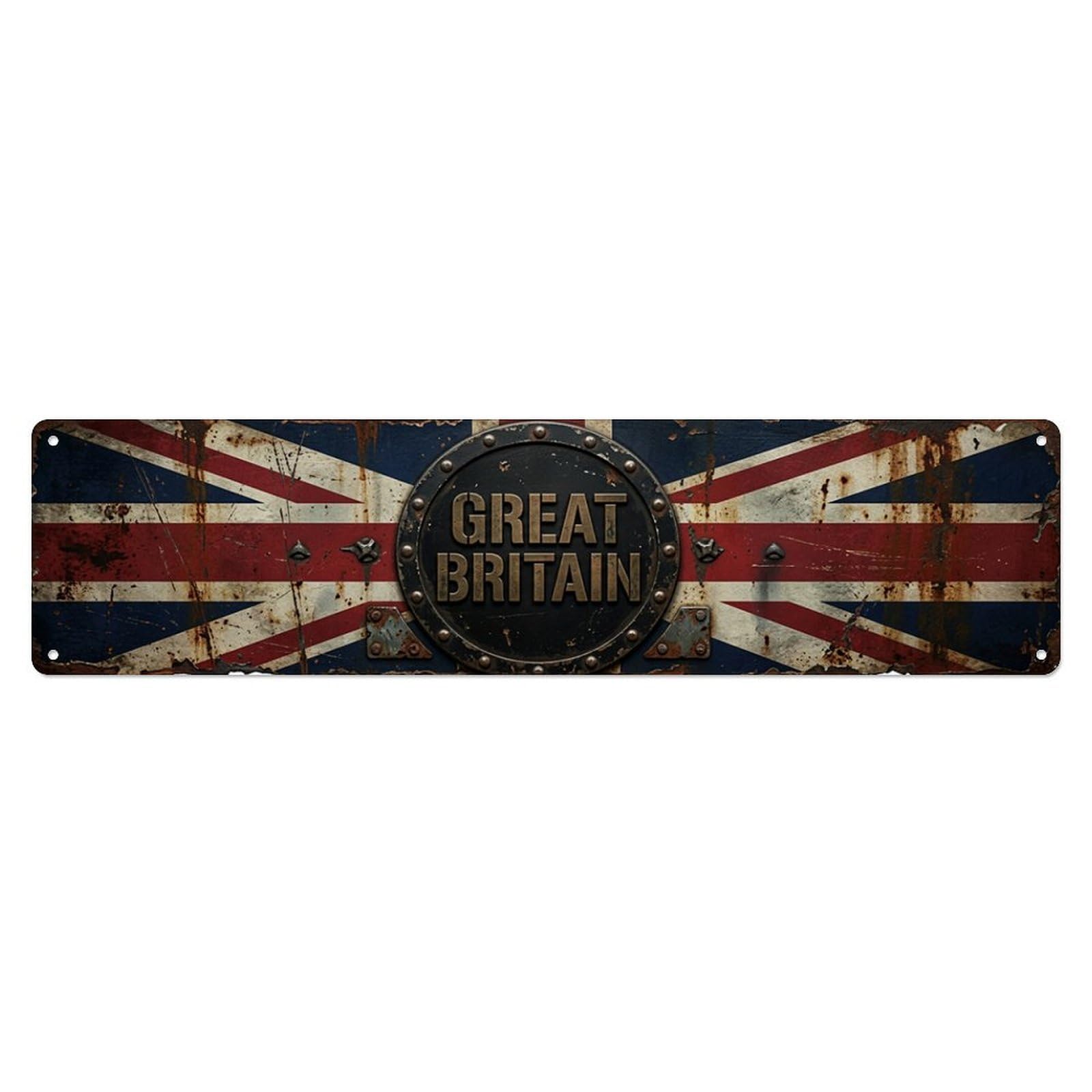 Britain Flag Wall Artifact Metal Tin Skinny Sign Plaque Wall Decor for Cafe, Club Bar, Office, Home Garden Metal Poster 4x16Inch