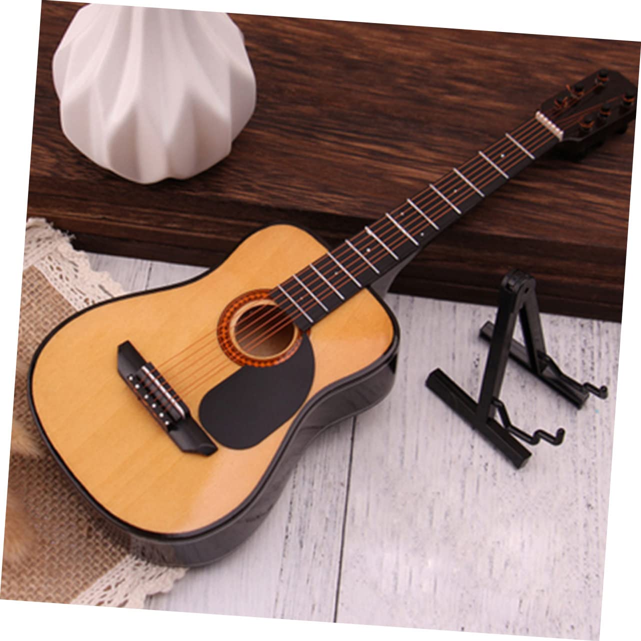 KONTONTY Guitar Model for Home Mini Guitar Toy Adorable Design Long-Lasting Not Easy to Fade for Friends
