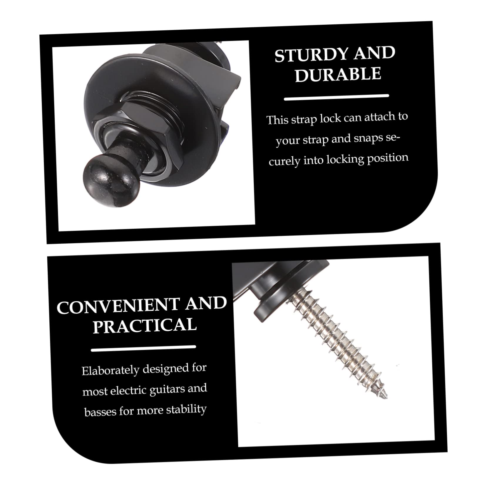 ERINGOGO 10pcs Guitar Strap Locks Black Anti-falling Bass Guitar Tail Pin Easy to Use and Bass