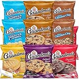 Grandmas Cookies Variety Pack Includes Vanilla Sandwich, Cremes, Chocolate Chip Cookies, Peanut Butter Cookies, Oatmeal Raisin Cookies Plus BETRULIGHT Fridge Decal – Snacks Pack of 15