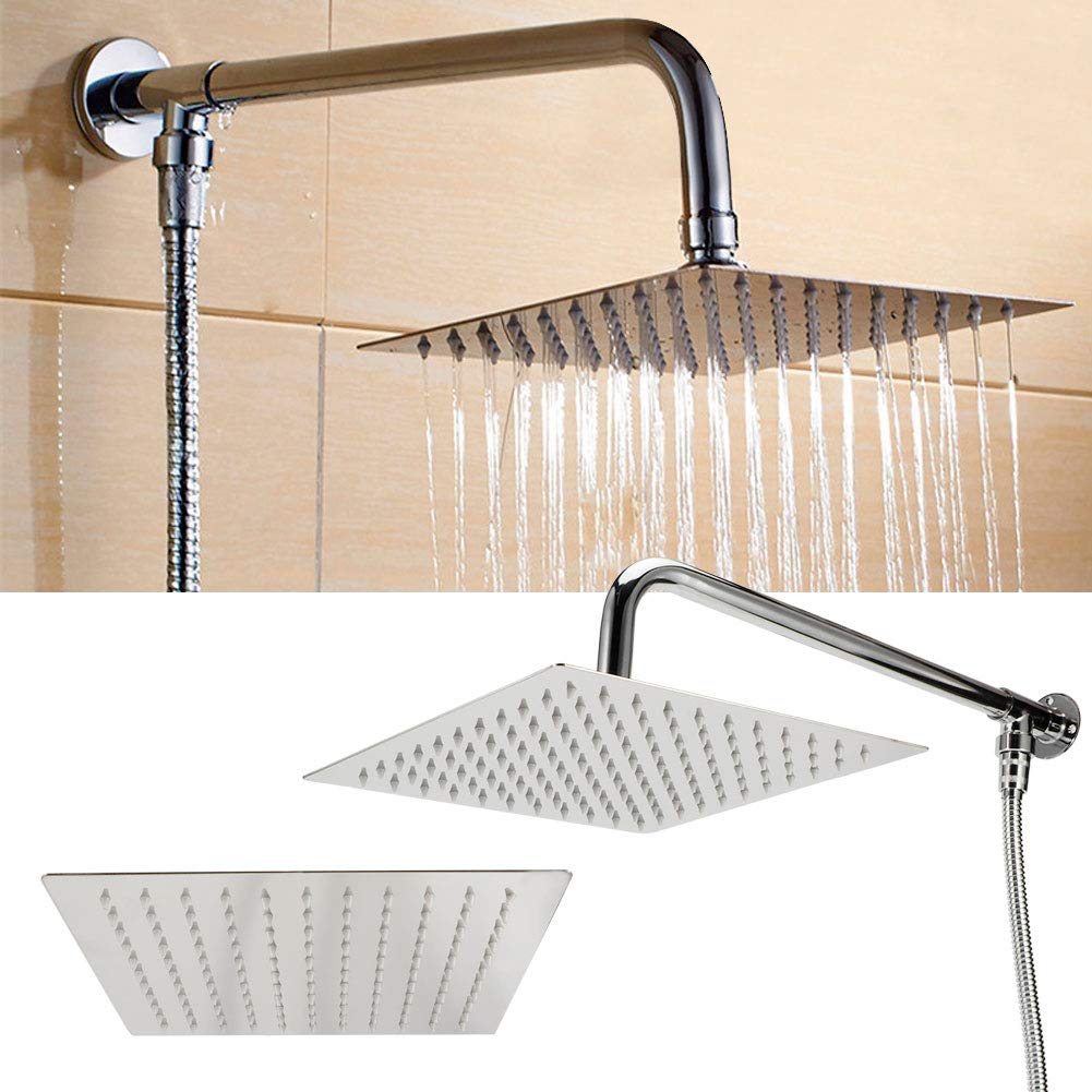 Soffione Doccia a Pioggia, Spruzzino Doccia in 304 Acciaio Inossidabile, Soffione Doccia a Cascata Quadrato Soffione Doccia a Pioggia 25 X 25 Cm