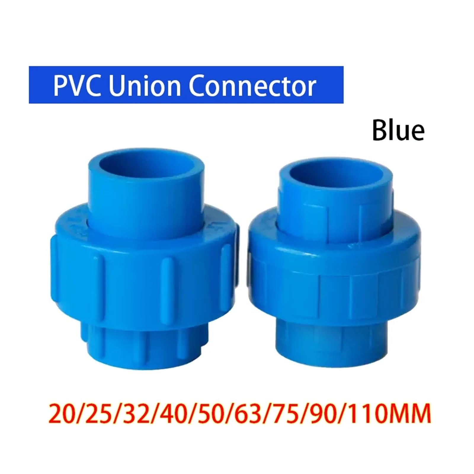 1 pz blu 20/25/32/40/50/63/75/90/110 mm PVC unione connettore acqua acqua tubo tubo accoppiamento giunti raccordi irrigazione giardino(5 PCS_50MM)