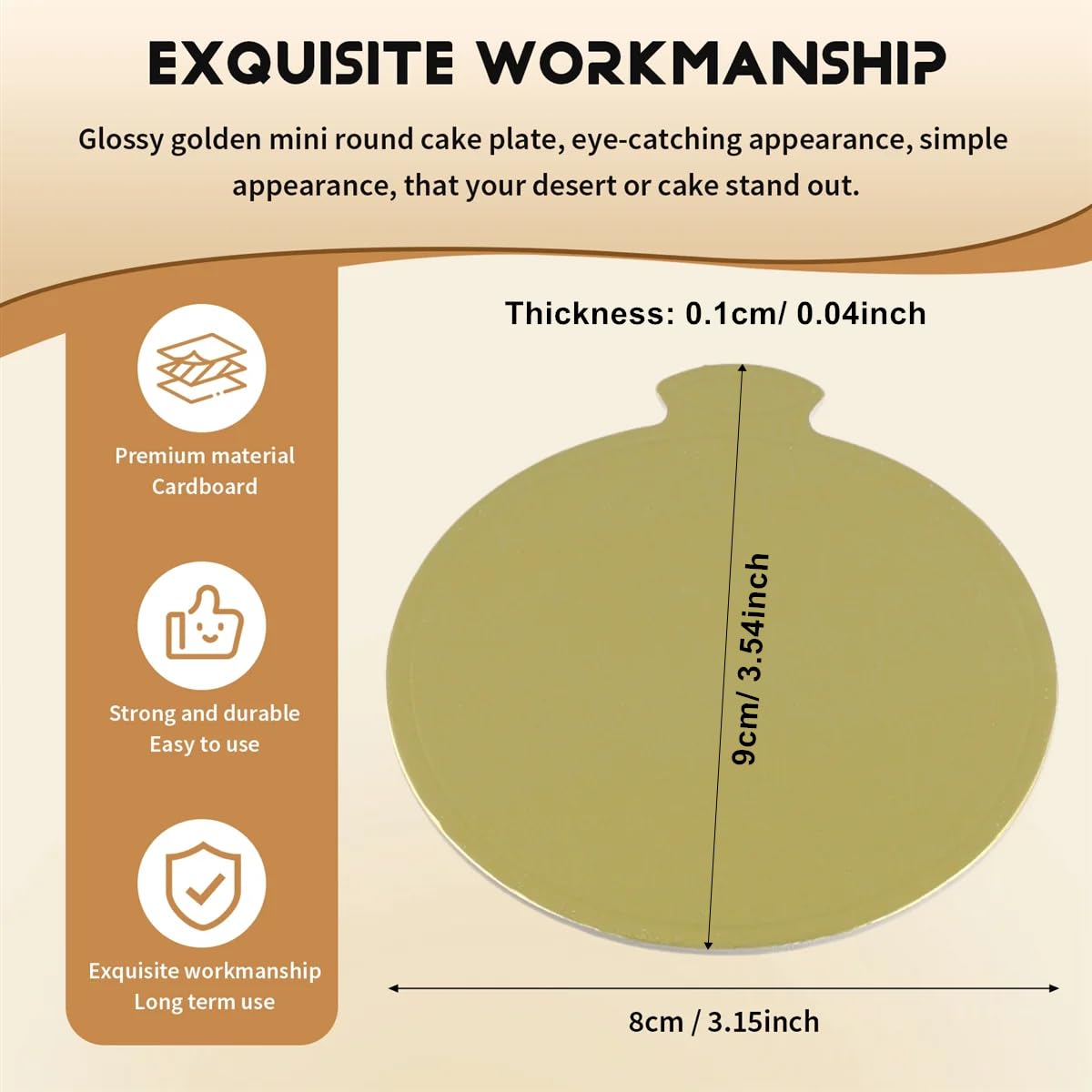 100 Stück Runde Mousse-Kuchenplatten Aus Goldpapier, 8 Cm – Einweg-Kuchenbrettchen Für Hochzeit, Geburtstag & Deko