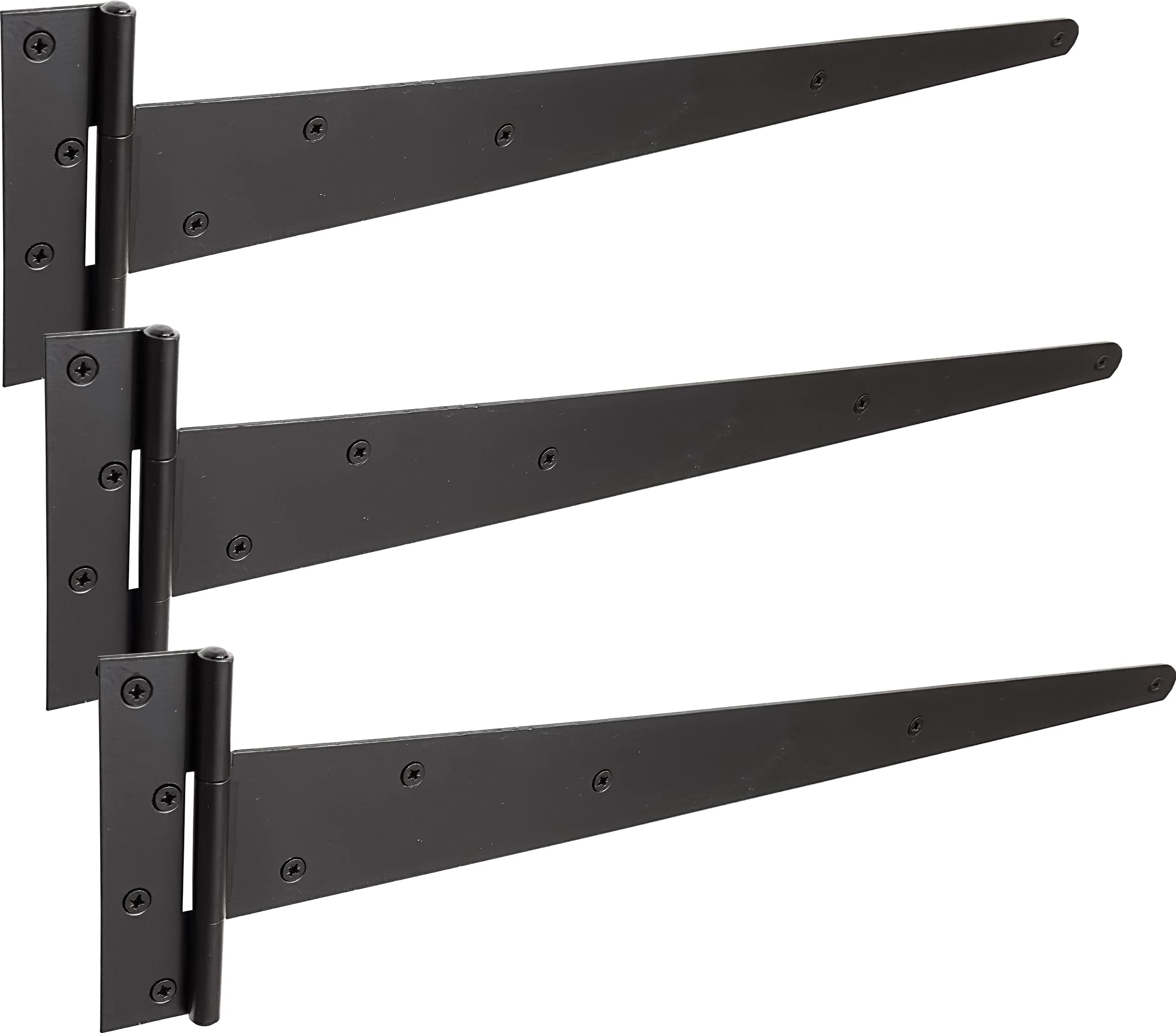 IRONTITE® 3 Pack Black Tee Hinges 600mm (24”), Garden Gate Hinges for Wooden Gates or Sheds, Weather Protected
