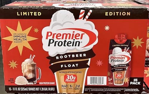 Premier Protein 30 G High Protein Shake, Root Beer Float 11 Fl. Oz. (15 Pk.) Limited Edition. Includes Bonus Tp Magnet. ** 15 Bottles ** #TOP2