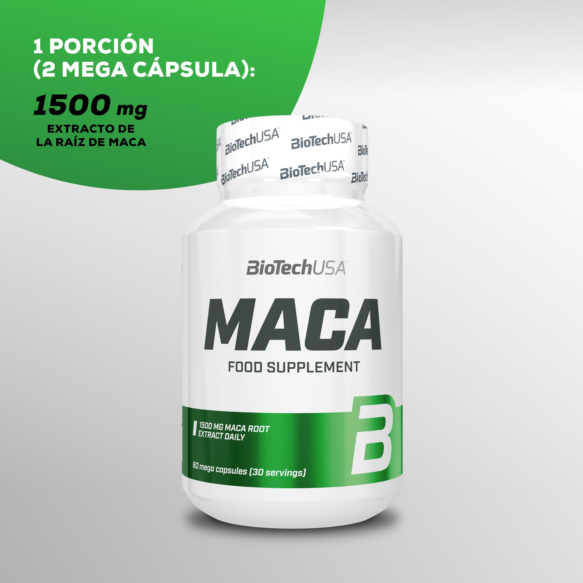 BioTechUSA Maca | Cápsulas de Superalimento Natural | con Extracto de Raíz de Maca | Fuente de Fitonutrientes, Aminoácidos y Minerales | 60 mega cápsulas