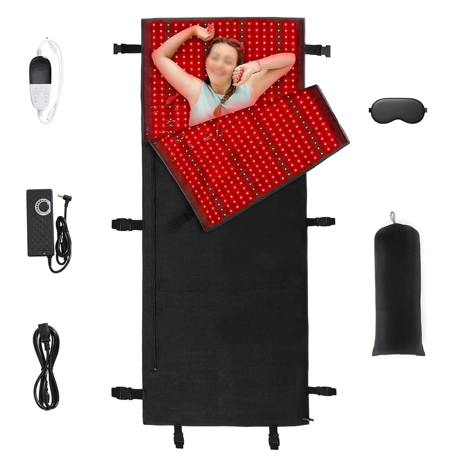 Manta Terapia Luz Roja Cuerpo Completo 2520 Piezas Led, Esterilla Terapia Luz Infrarroja Con Temporizador, Diseñada Con Infrarrojo Cercano Para Aliviar El Dolor De Cuerpo, Espalda Y Rodilla
