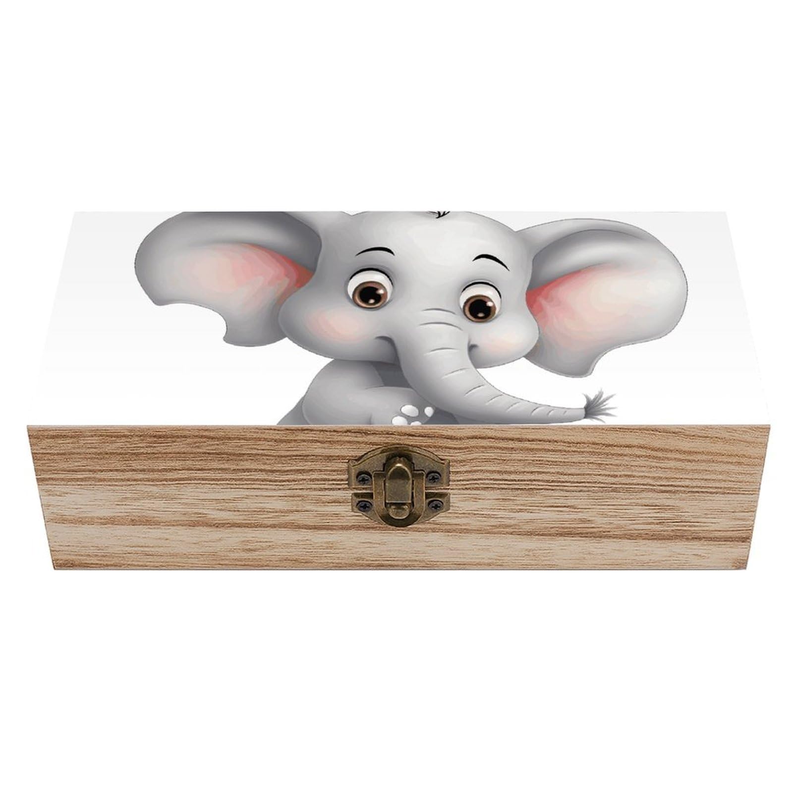 Cute Elephant Wooden Storage Box Exquisite Durable Wood Gift Case Sturdy Vintage Jewelry Wooden Chest for Art Hobbies Storage Keepsake Gift