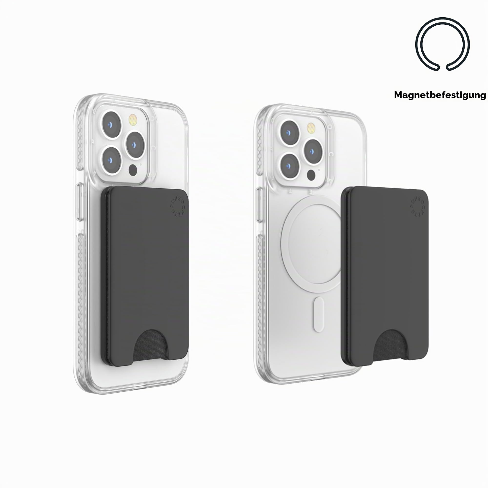 PopSockets Handy-Wallet für MagSafe, Kartenhalter ohne Grip, Black - Black