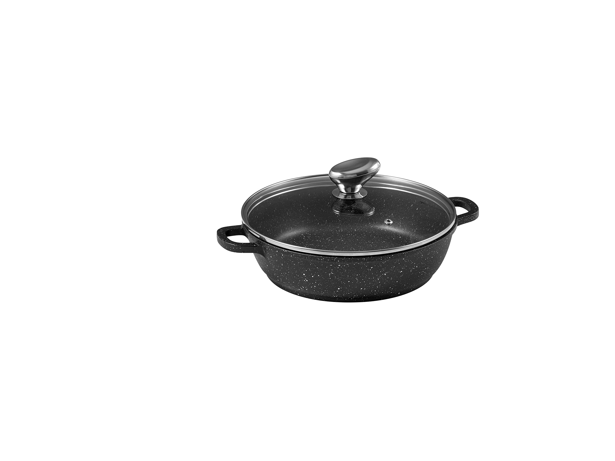 Pradel Excellence - Mijoteuse Façon Pierre 24 cm - Fonte d'Aluminium Noir - Revêtement Anti-Adhérent - Couvercle Verre - Poignées Silicone - Cuisson Homogène - Compatible Tous Feux