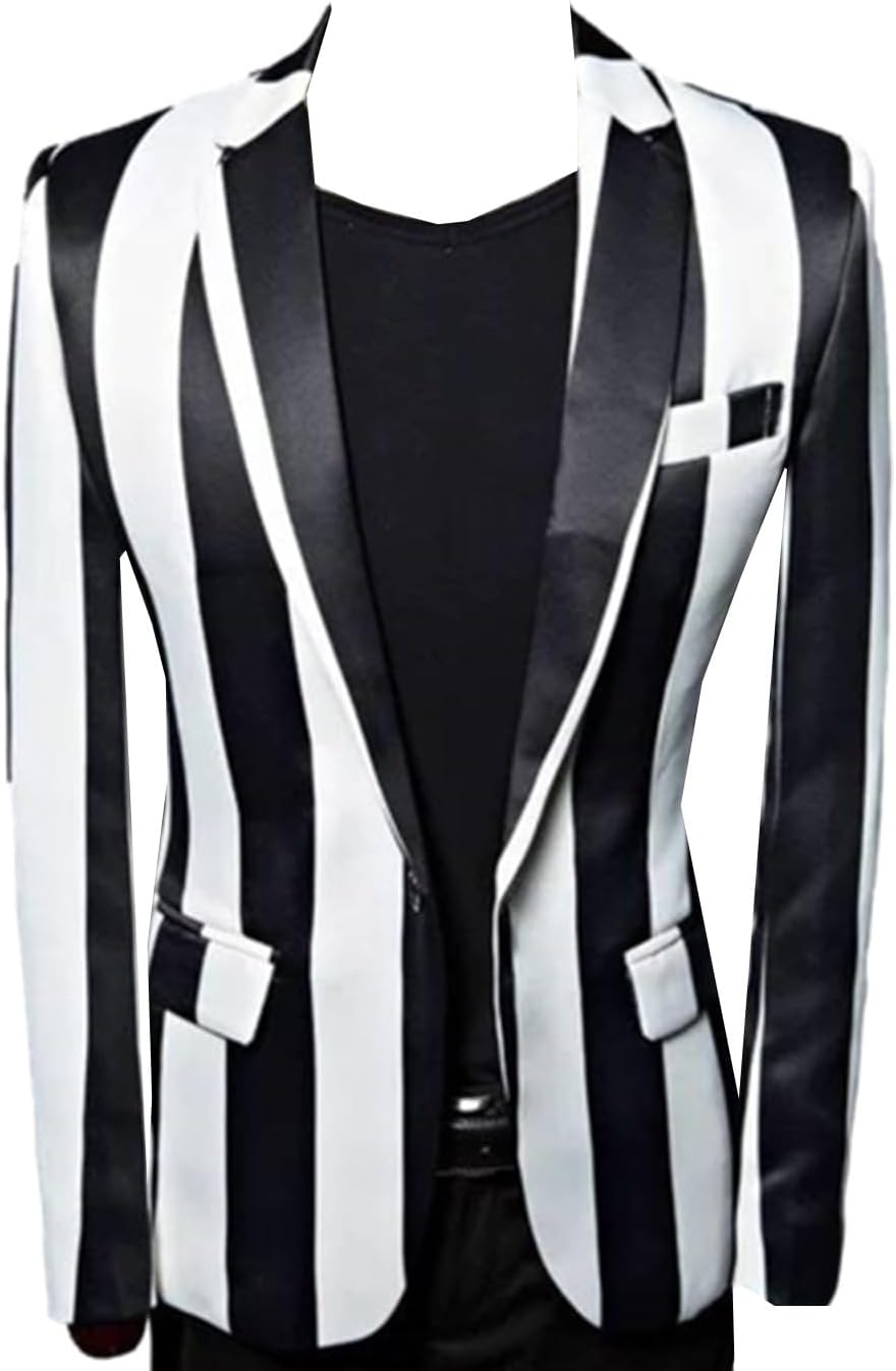Men's Wide Stripe Suit Jacket Office Outgoing Travel Casual Blazer