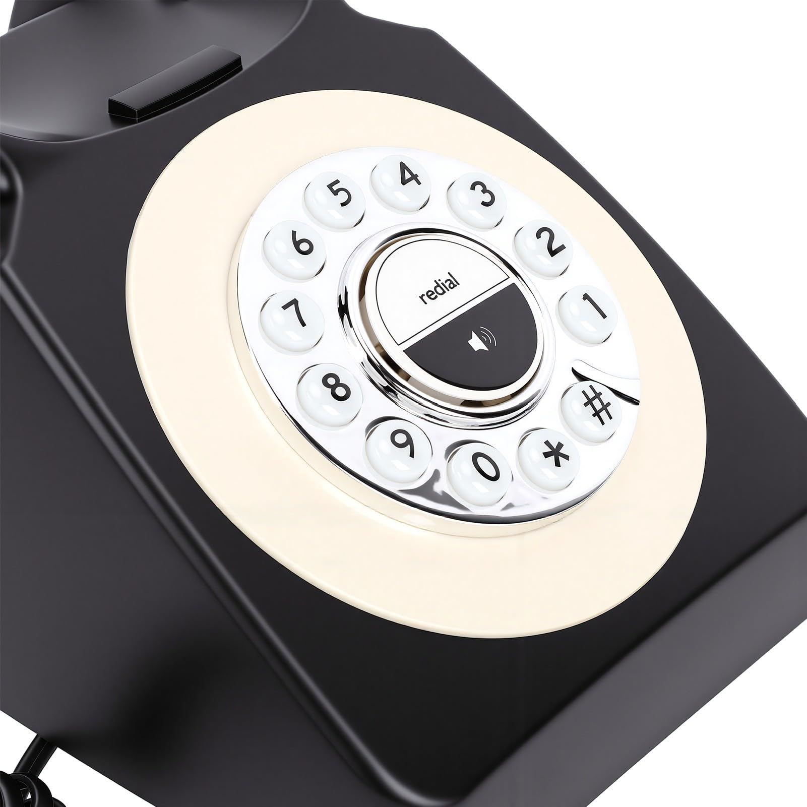 Sxhlseller Retro Schnurloses Bluetooth-Telefon |Vintage-Festnetztelefon mit Nachrichtenfunktion, Typ C, Lädt 1200-mAh-Akku für die Inneneinrichtung (Black)