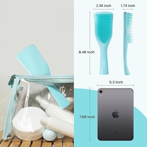 Miniatura 7 de Cepillo desenredante para mujeres, hombres y niños, cepillo de cabello sin dolor para alisar, antiroturas y desenredantes, cepillo de cabello sin