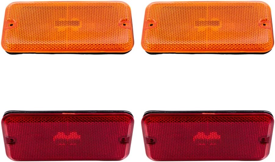 Brock Replacement Driver and Passenger Red/Amber Side Marker Light Units 4 Piece Set Compatible with 1985-1996 GM G-Series Van