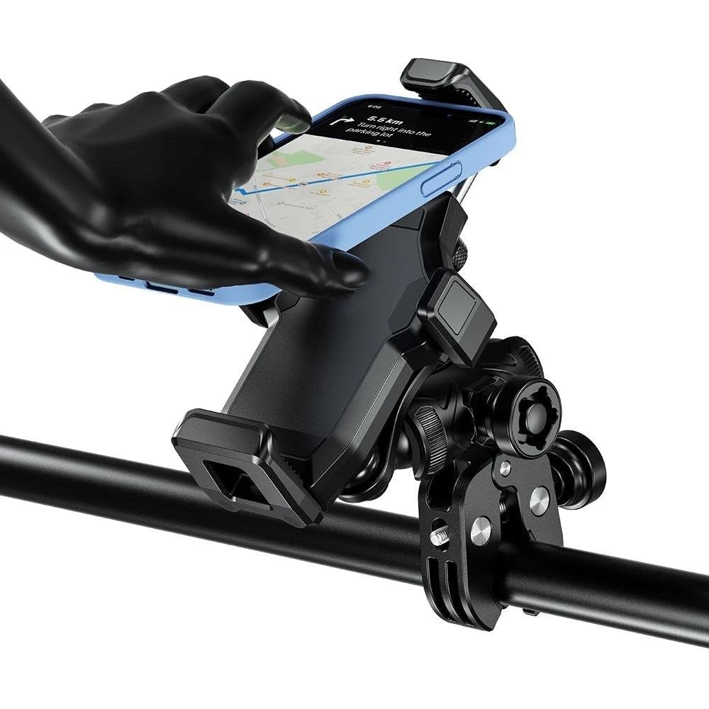 Supporto Per Telefono Per Moto Anti-Vibrazione Con Attacco A Sfera Al Manubrio Anti-Furto Per Cellulare 4.7-7.2 Pollici(Handblebar)