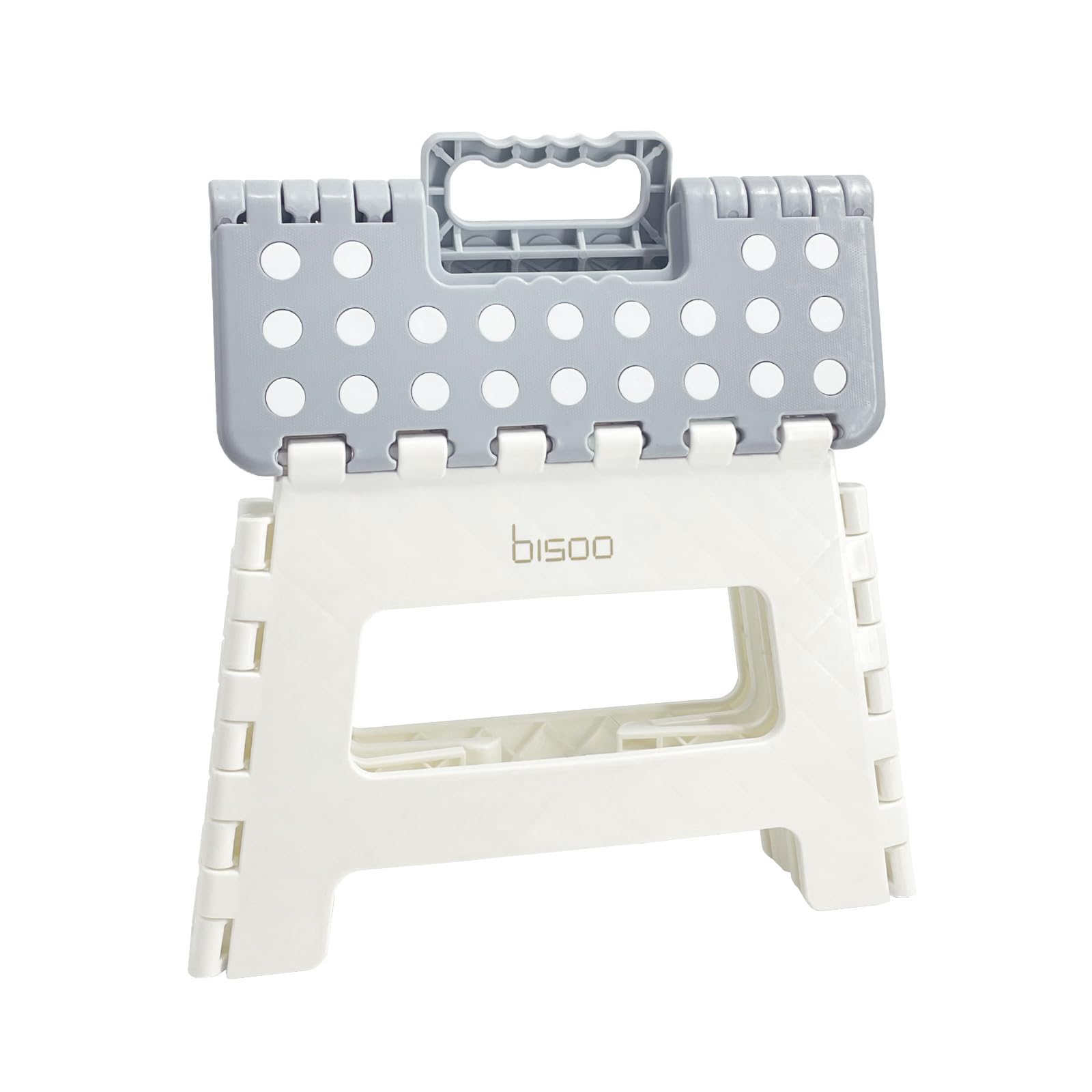 BISOO Tritthocker Kinder - Klapphocker Faltbar 120Kg für Bad & Küche - Hocker Klappbar für Kinder & Erwachsene - Fußbank mit Anti-Rutsch-Oberfläche - Klapptritt Sicherheit - Trittschemel Grau