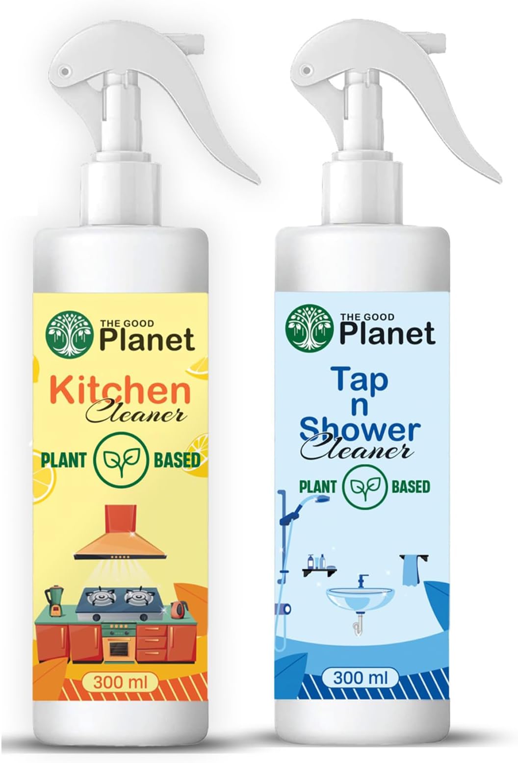 Organic Kitchen and Tap N Shower Multipurpose Cleaner Spray | Natural Liquid Cleaning Solution | Plant Based Disinfectant Cleaning Solution | 1 Kitchen and 1 Tap N Shower Cleaner