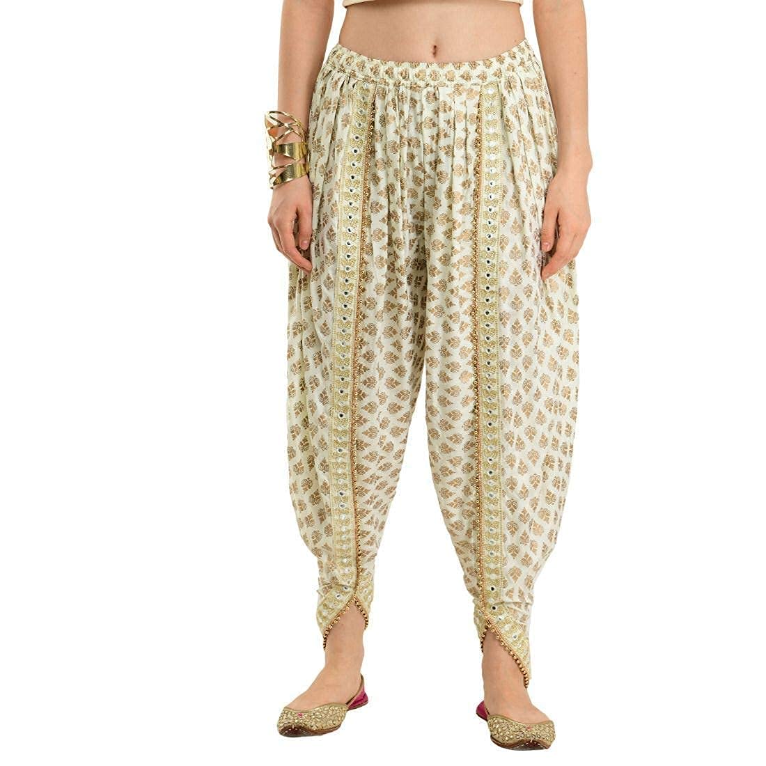 Women's Regular Fit Trouser Bottom for Women Size (28 Till 36) Pack of 1 (Rayon & Cotton, Printed White)-image-15