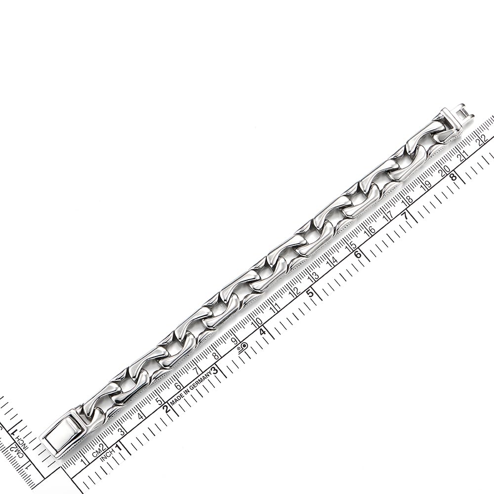 COOLSTEELANDBEYOND Bracciale Uomo in Acciaio Lucido, Marinara Catena Spessa Moderna, Bracciale Minimalista e Robusto