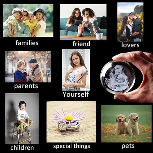 Miniatura 8 de Luz nocturna LED de bola de cristal personalizada, decoración de fotos personalizada para dormitorio y oficina, regalo para bodas, padres, mascotas