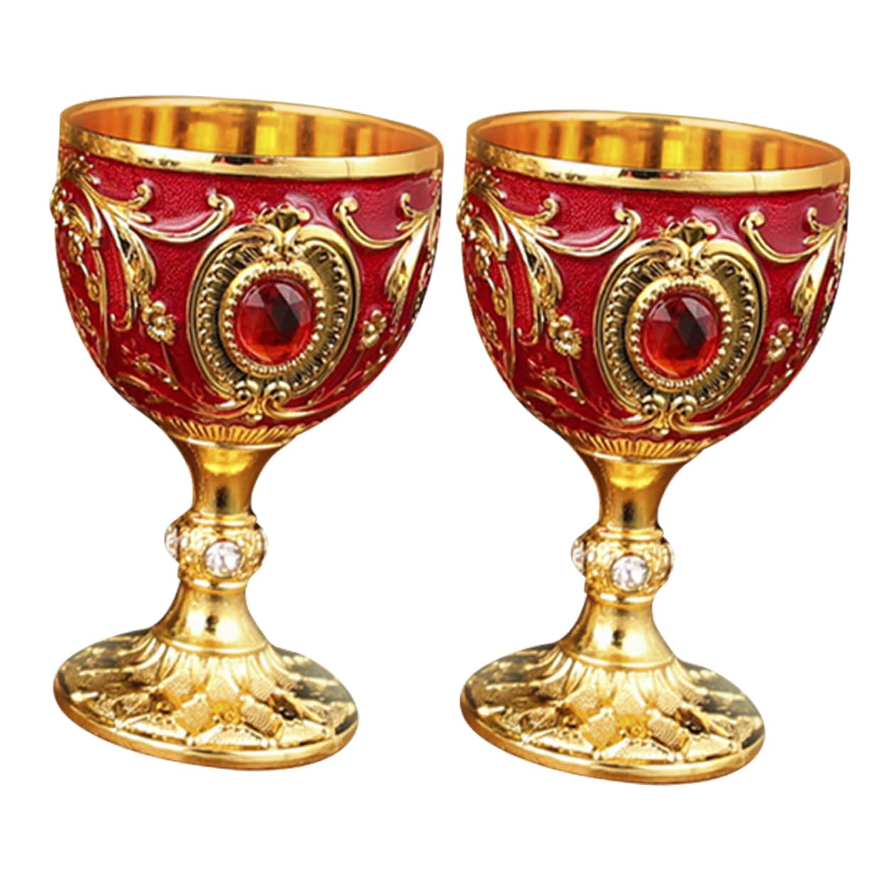 MAGICLULU Copas Medievales 6 Piezas Vaso De Bebida para El Hogar Copa del Templo Copas De Comunion Taza Copa Copa Copas De Vino Copa De Vino Casera Europeo Taza Retro Rojo Aleación De Aluminio