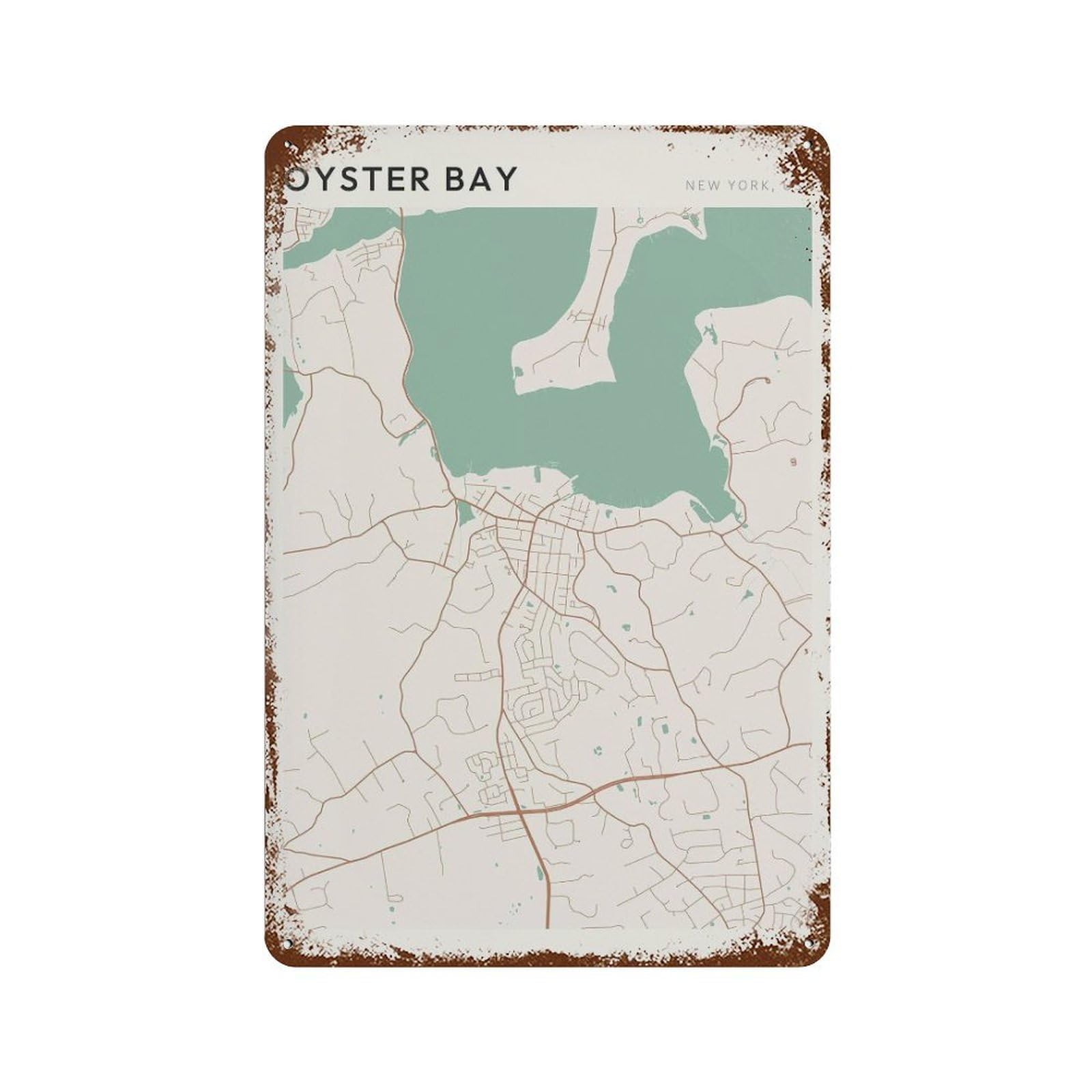 xiaoxiaoshen Oyster Bay Map New York Travel Gift Scandi Wall Decor Art Metal Tin Poster Modern Home Decor Art Home Bar Shop Decorations Vintage Sign 30x20cm