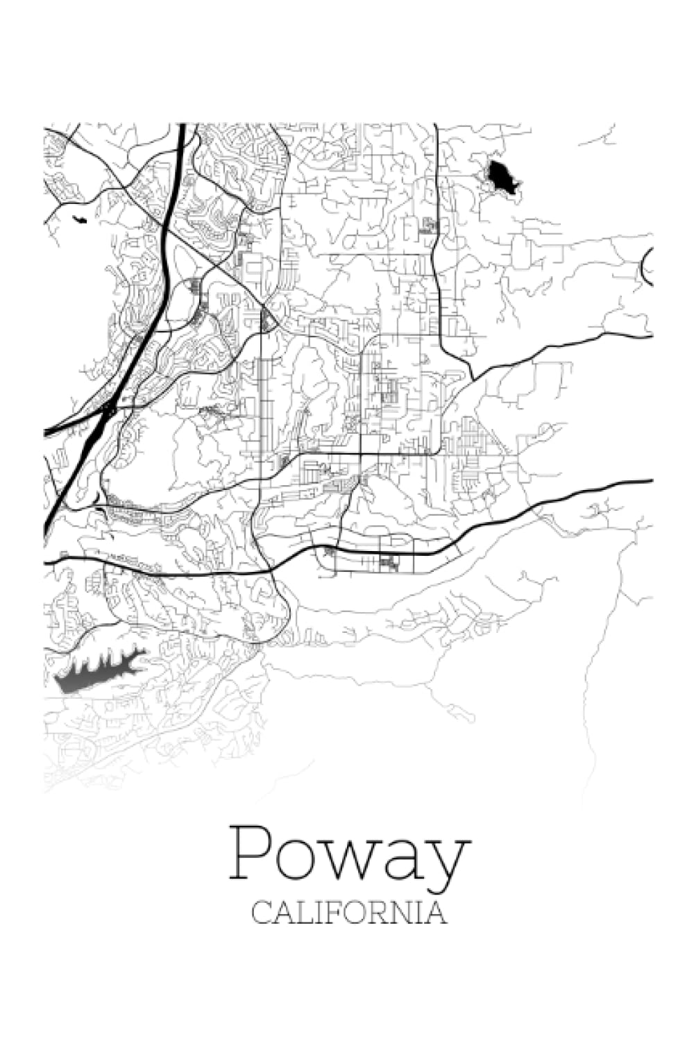 Poway California: 6x9 Blank Lined City Graphic Map Journal