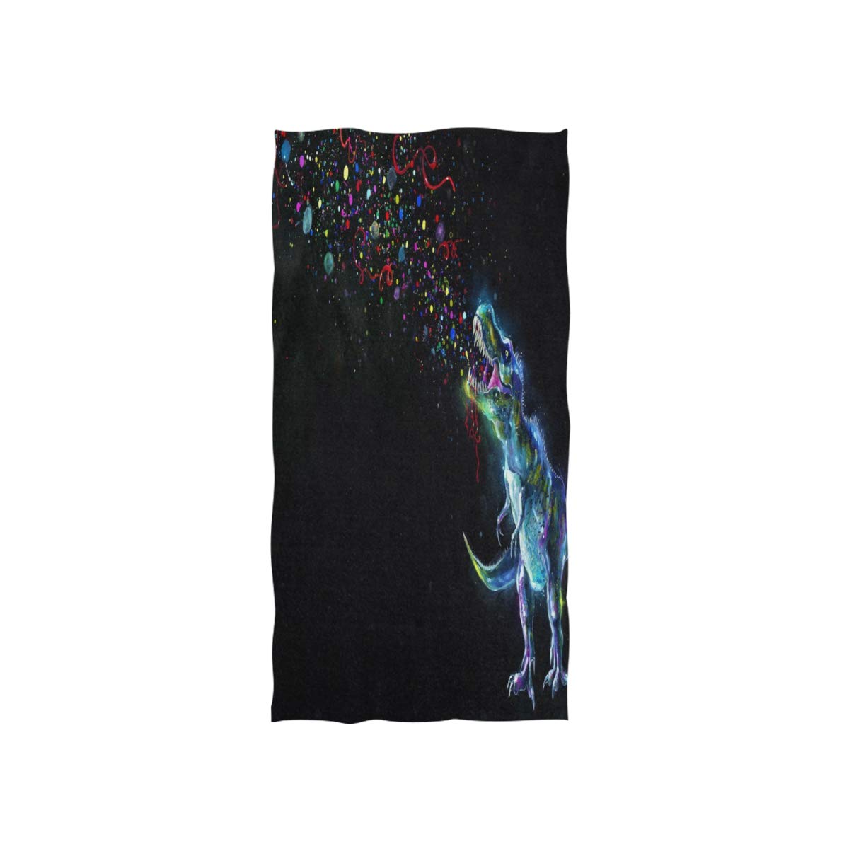 HUYGD Dinosaur Watercolor Black Soft Bath Hotel Spa Hand Gym Sport Towel 76 x 38 cm(30 x 15 Inches)
