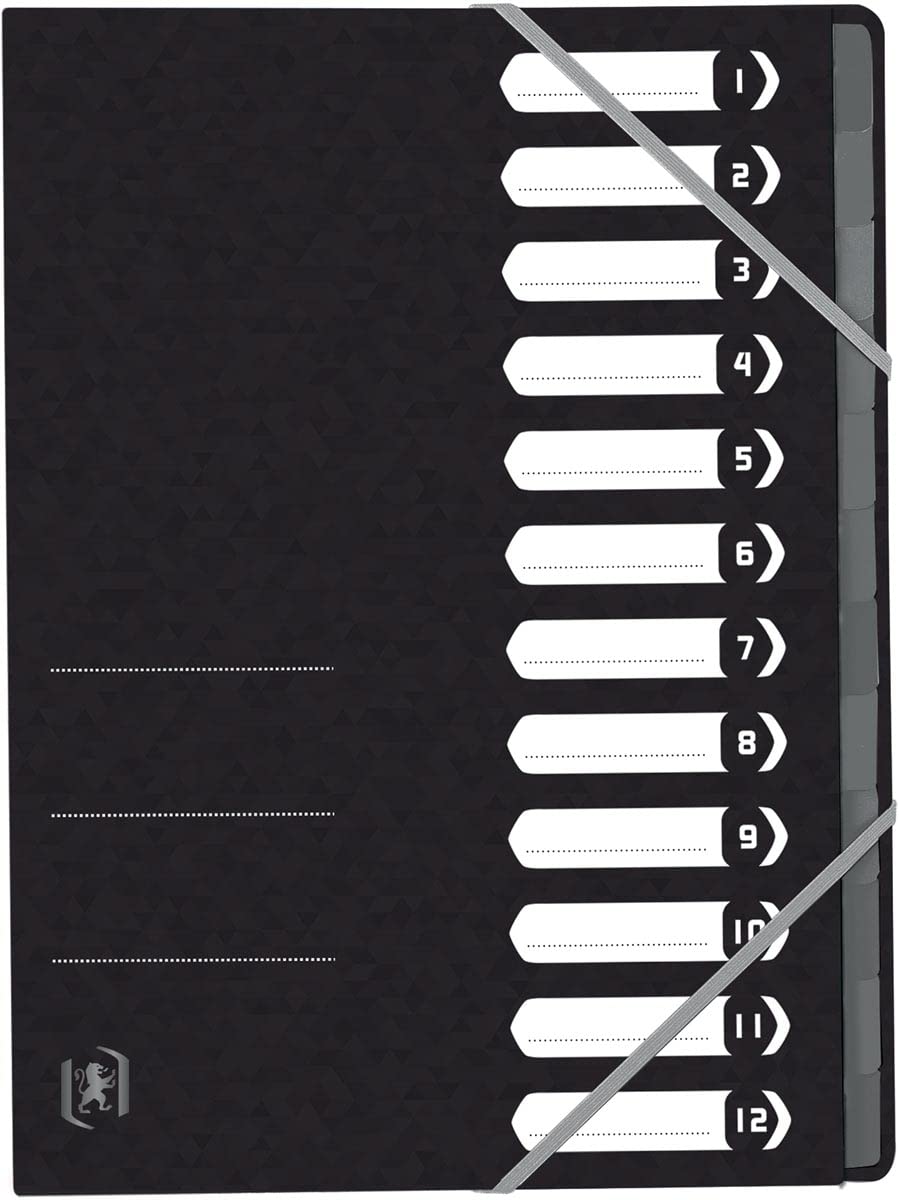 Oxford trieur Top File+, a4, 12 Compartiments, Noir Noir