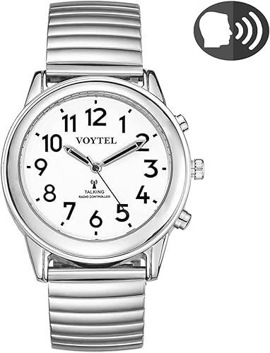 Miniatura 41 de English Talking Men's Watch for Elderly, Low Vision or Visually Impaired, Loud Sound, Large Numbers, Bold Hands, Stainless Steel Expandable Strap