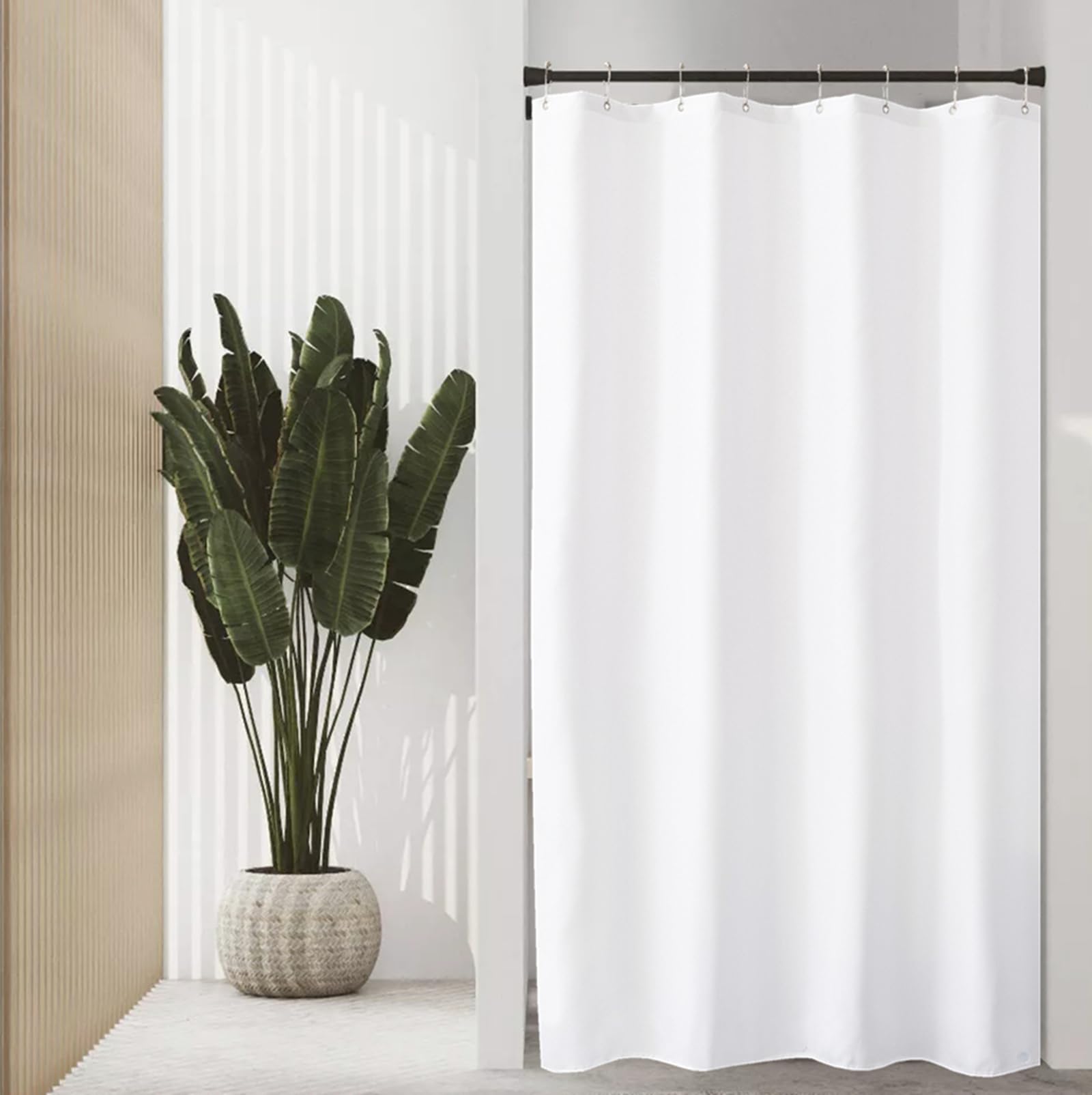 Felisa Stall Fabric Shower Curtain Liner with 3 Magnets,48W x 72L, Waterproof &amp; Hotel Quality Shower Stall Curtain Liner for Bathroom,Soft Cloth Shower Curtain Liners,Machine Washable,White