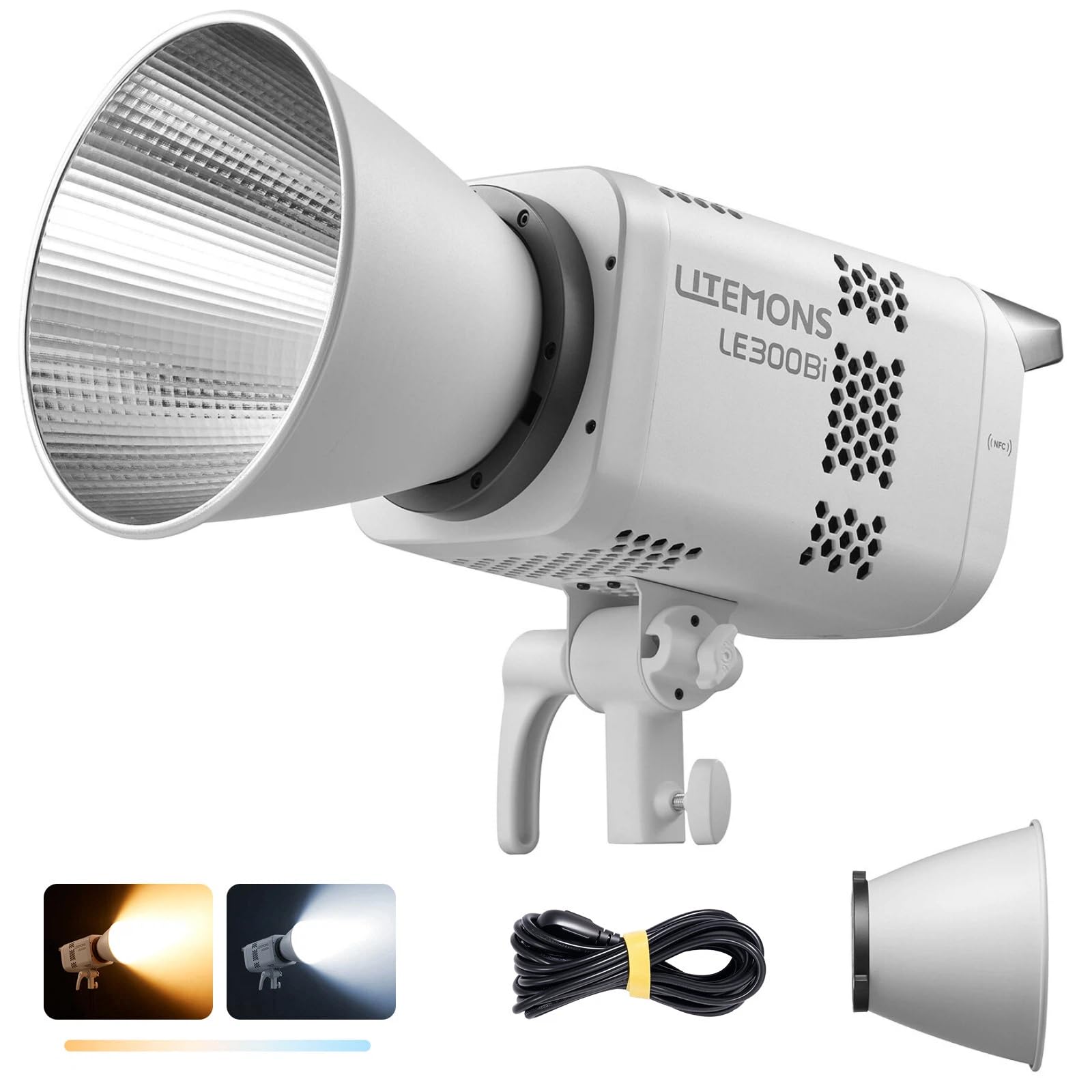 Godox Litemons LE300Bi 300W Bicolor LED Video Light, 58900Lux@1M Studio Light with APP Control, 11 FX Effects, 2800K-6500K 0-100% Brightness Bowens