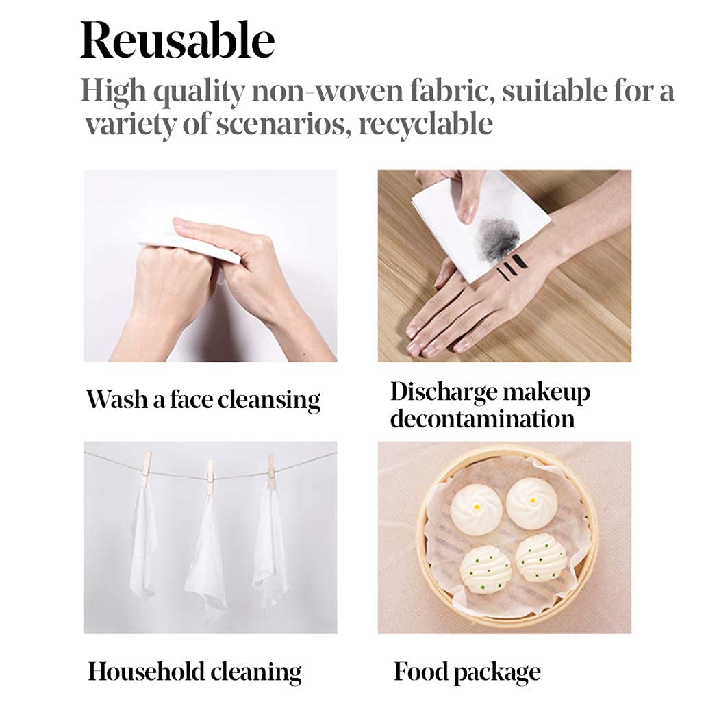 Lot de 100 serviettes jetables en tissu, lingettes sèches en pur coton, serviettes en coton multi-usages pour les soins de la peau