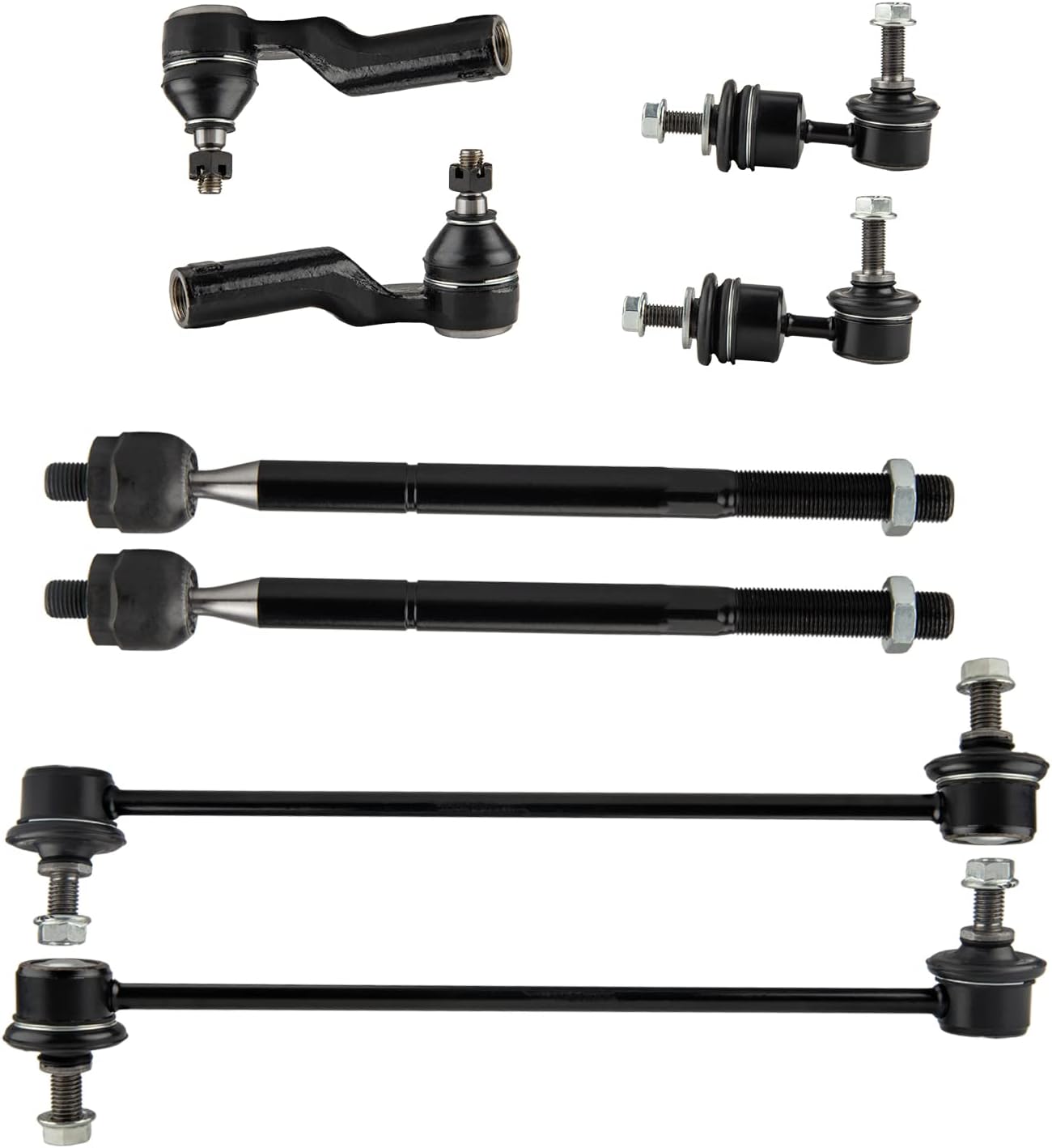 Front Lower Control Arm,Ball Joint,Sway Bar End Links,Outer Tie Rod End,Inner Tie Rod Ends-Left & Right 10PCS,Compatible with 2004-2009 Ma-zda 3,2006-2014 Ma-zda 5 K620040 K620041