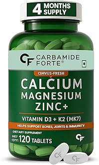 Carbamide Forte Calcium Citrate & Vitamin D3 Tablets | Calcium Magnesium Zinc - Bone Health & Joint Support - 120 Tablets