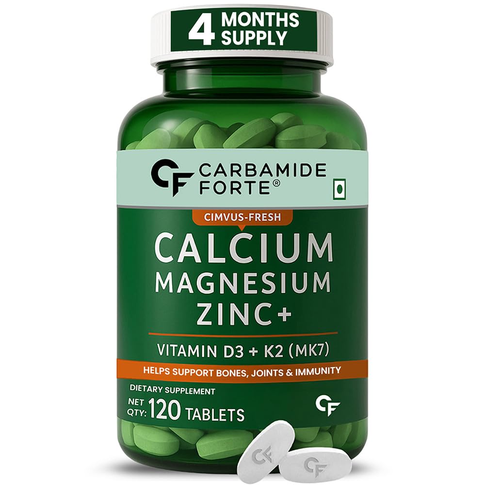 Carbamide Forte Calcium & Vitamin D3 Tablets | Calcium Magnesium Zinc - Bone Health & Joint Support - 120 Tablets