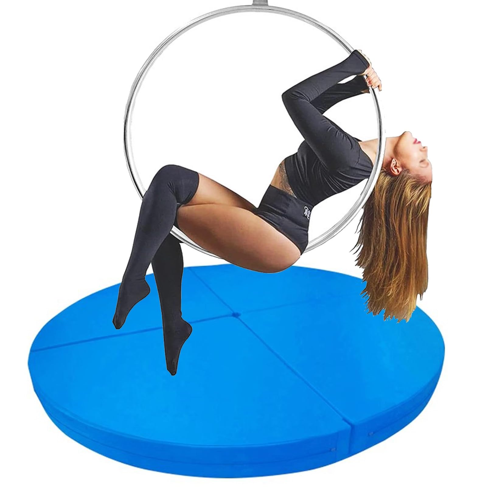 Wjftoday Blue Aerial Hoop Crash Mat For Pole Dance, Folding Epe Foam Safety Pad, Portable Workout Cushion For Home Studio, 200Cm X 3Cm (78.7"X1.2"), Fitness Mat