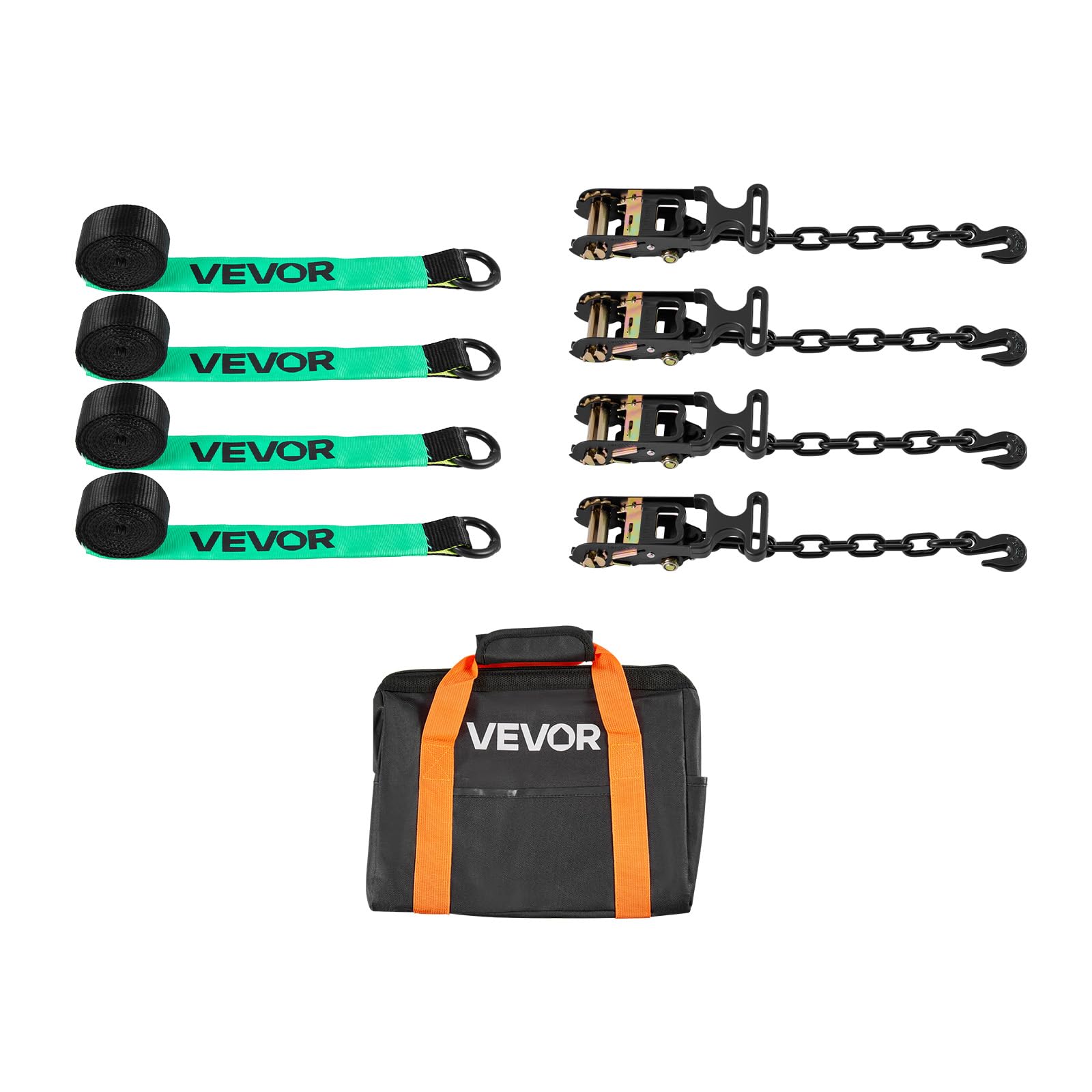 VEVOR Cinghie di Fissaggio per Pneumatici 50,8 x 3048 mm con Ganci per Impieghi Gravosi Resistenza alla Trazione di 4540 kg Capacità di Carico di 1512 kg, Cinghie di Tensionamento per SUV Rimorchi