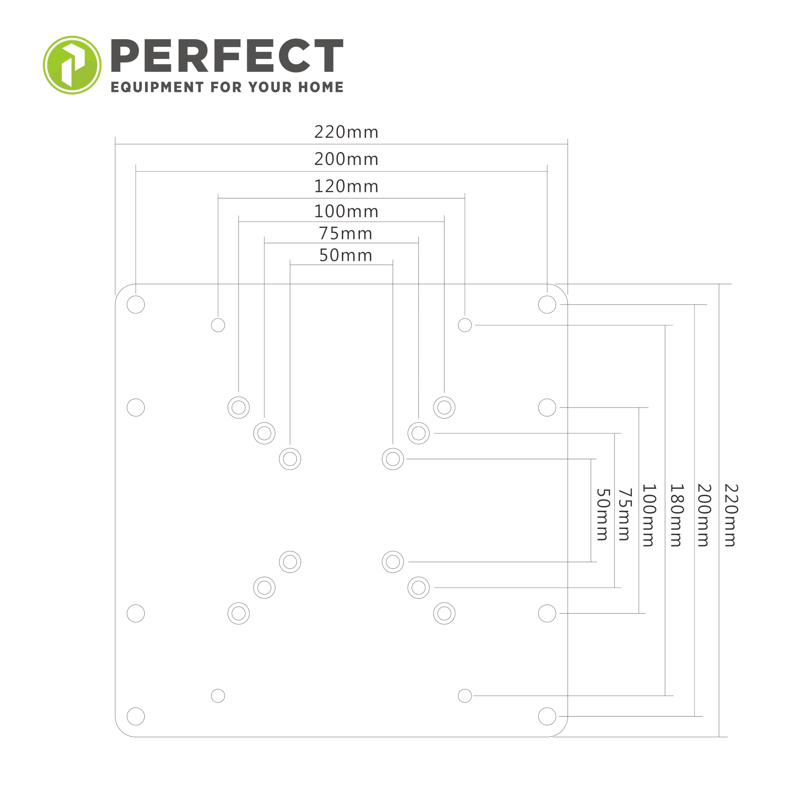 Adattatore VESA universale 50x50 a 200x200 nero perfectHD