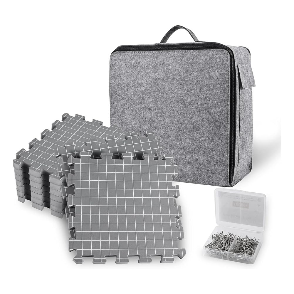 Blocking Mats for Knitting & Crochet Project, Blocking Boards with Grids for Needlepoint or Crochet,Knitting Mats Grey