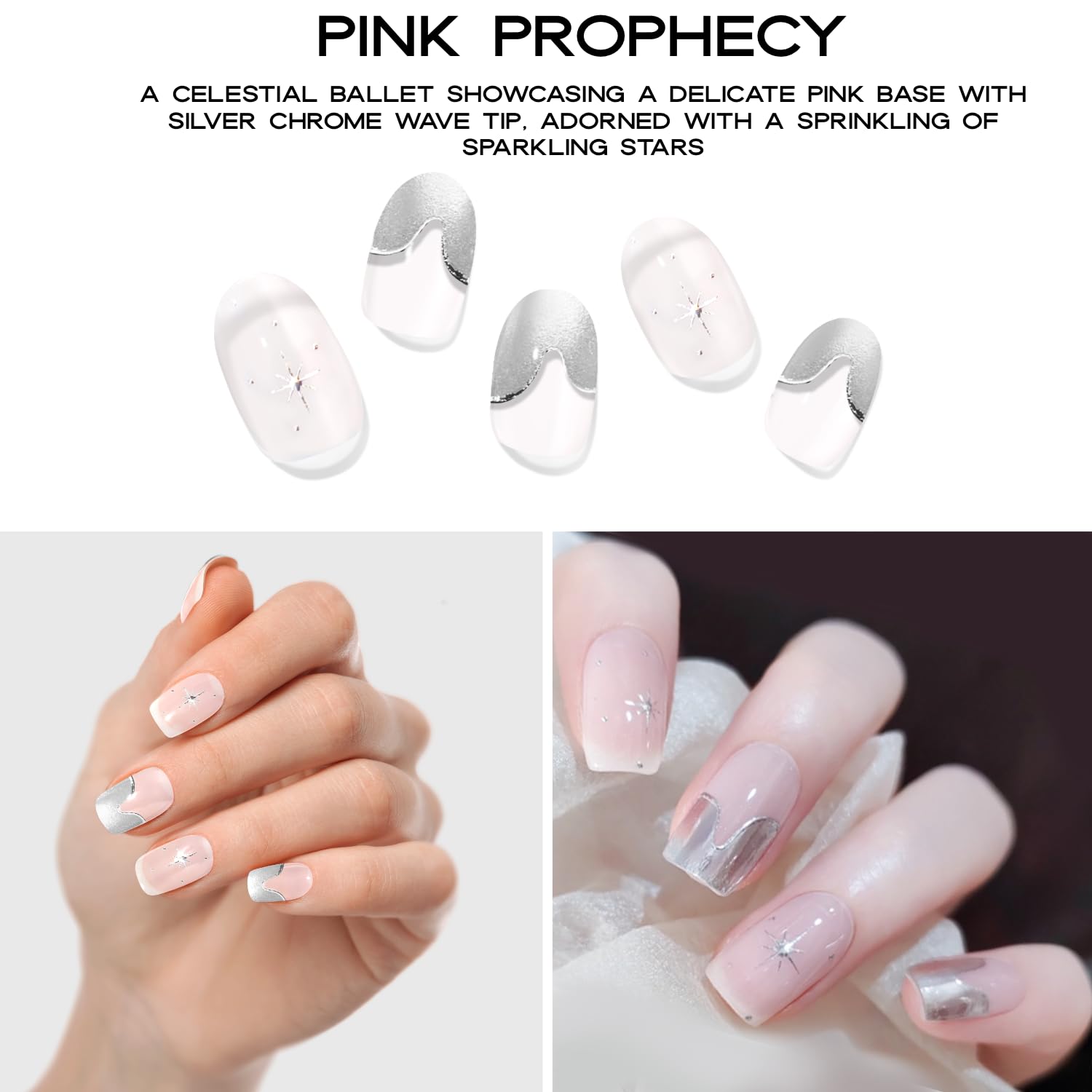 Adora Couture Semi Cured Gel Nail Strips with 20 Pieces, Salon Quality Nail Wraps for Women, Pink Tarot UV Gel Nail Stickers| UV Light Required, Pink Prophecy